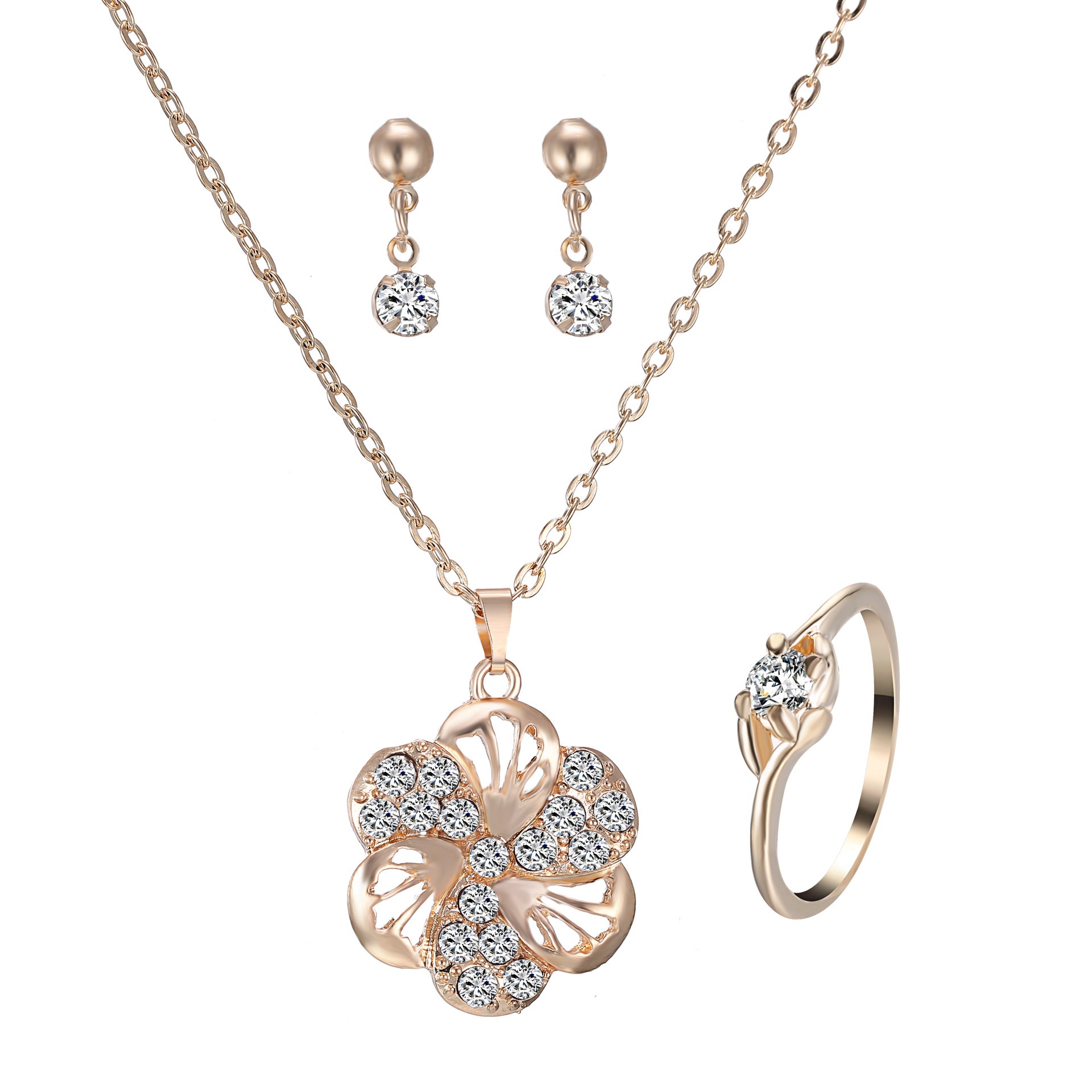 Elegant Heart Pendant Necklace Set with Rhinestones - Perfect for Valentine's Day Gifts, Anniversary Presents & Romantic Occasions