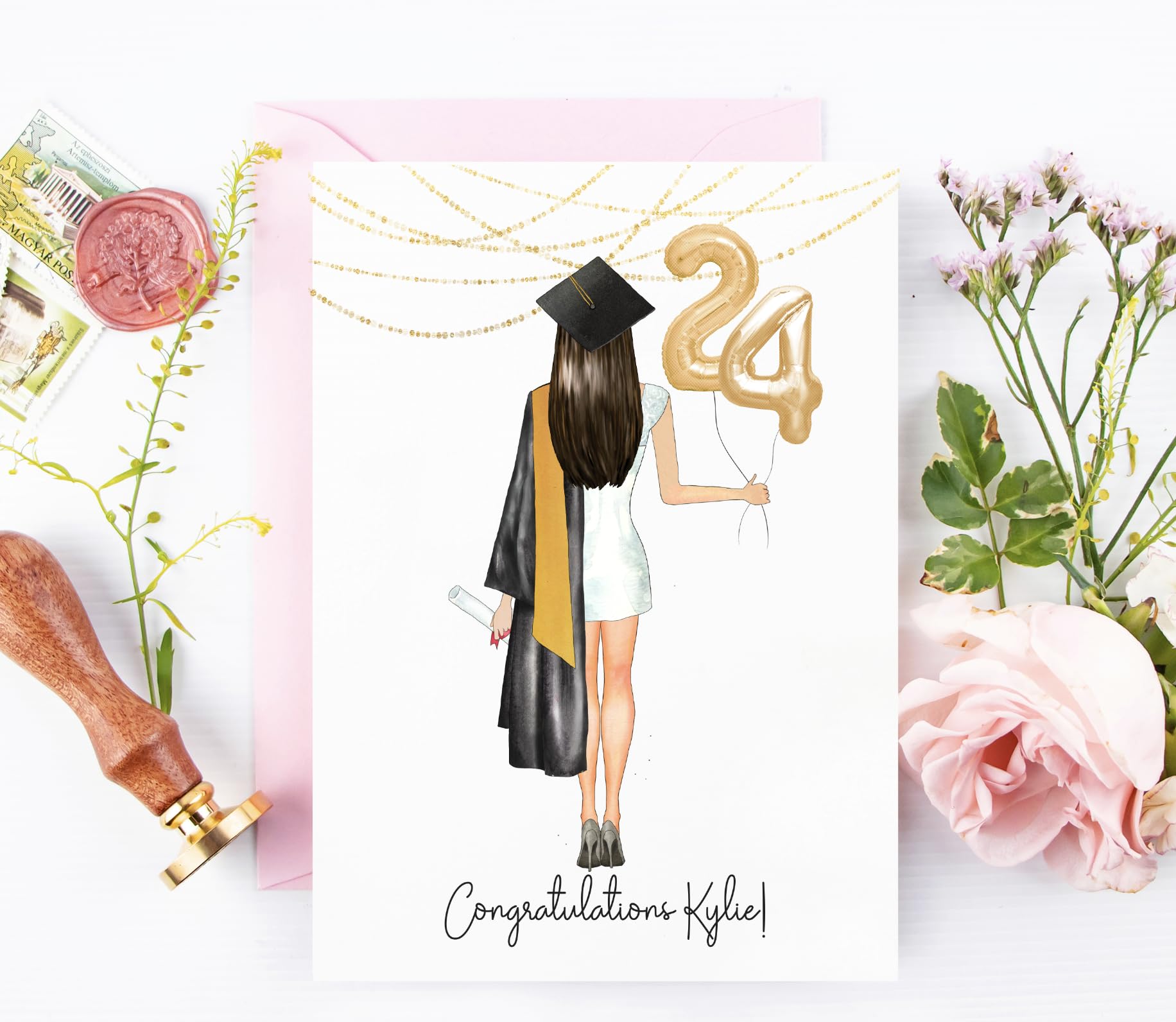 2024 Graduation Card for Her - Personalized College & University Graduation Greeting Card | High School Graduate Gift | Perfect for Graduation Ceremony & Party Celebrations