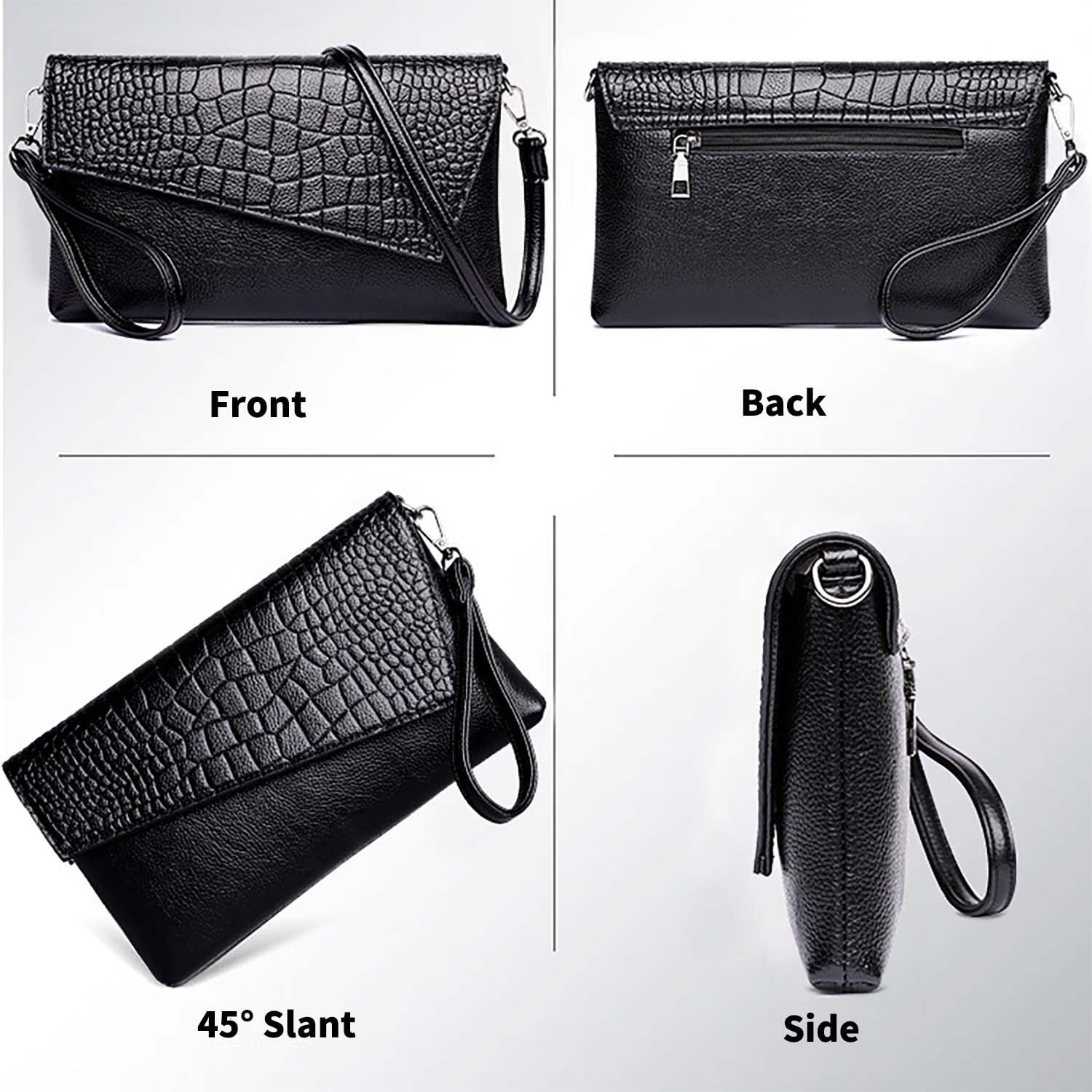 Women's Small PU Leather Clutch Purse - Stylish Wristlet Handbag for Casual Outings, Parties & Evening Events - Envelope Design & Comfortable Wrist Strap