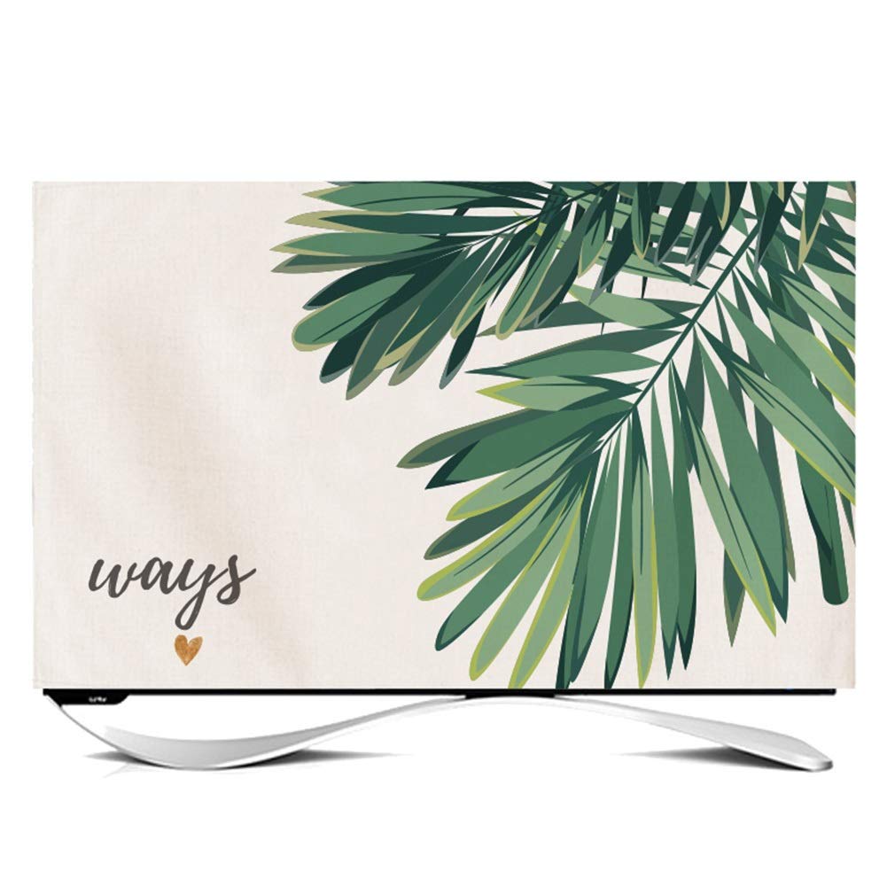 Premium Cotton Linen TV Cover - 40 Inch Dust Protector with Botanical Print (Plant3 Design) | Perfect for Living Room, Bedroom & Home Theater Protection