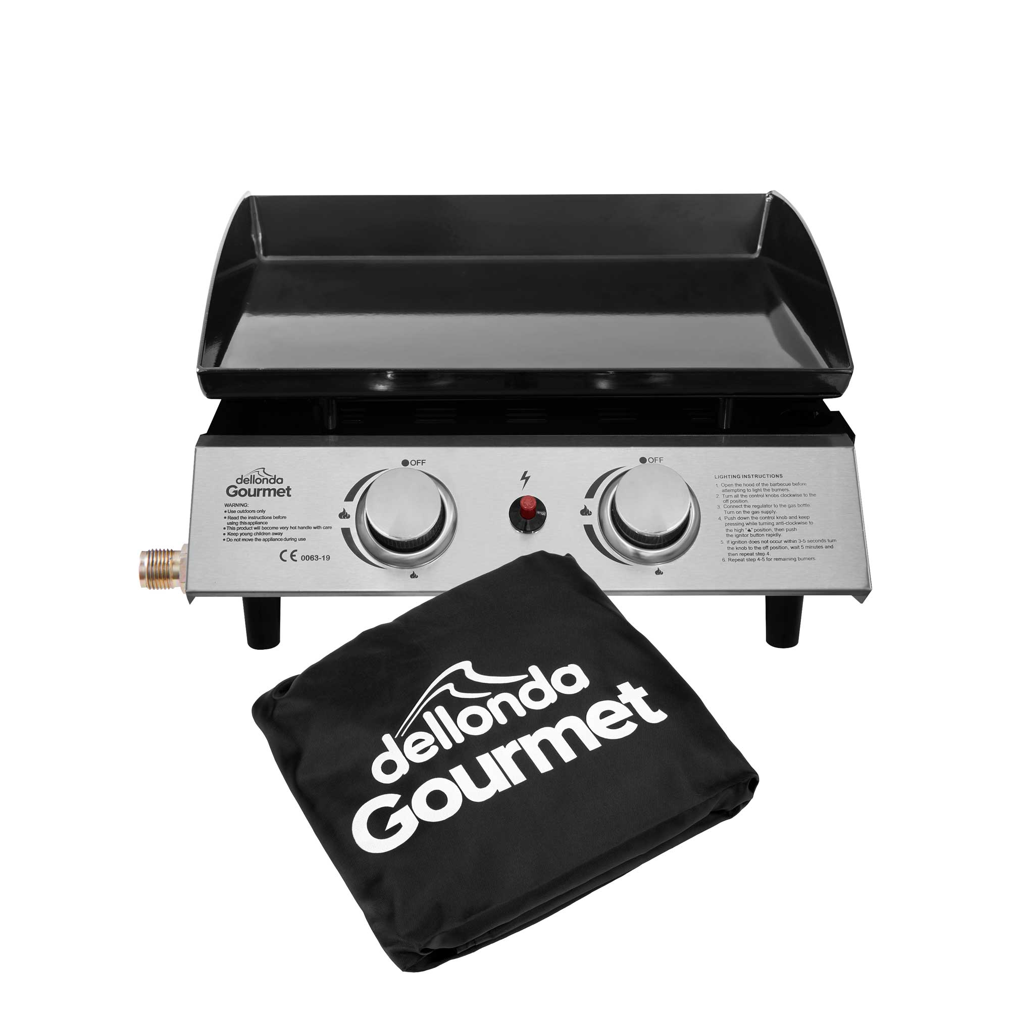 2 Burner Portable Gas Griddle 5kW BBQ Grill with Cover, Stainless Steel Outdoor Cooking for Camping, Tailgating & Backyard Parties - DG232