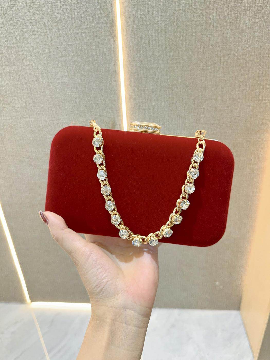 Evening Clutch Bag for Women - Diamond Encrusted Suede Crossbody Bag for Dinner Parties, Weddings & Special Events | Elegant & Stylish Accessory | 778944030967