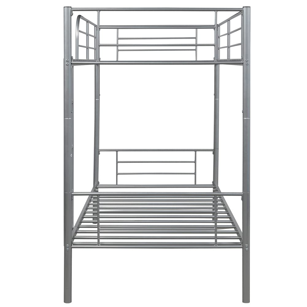 Twin Over Twin Bunk Bed Frame - Heavy Duty Metal Bunk Bed with Safety Guardrails & Ladder | Convertible to 2 Separate Twin Beds for Bedroom, Kids Room or Guest Room | No Box Spring Needed, Space Saving Solution for Small Spaces