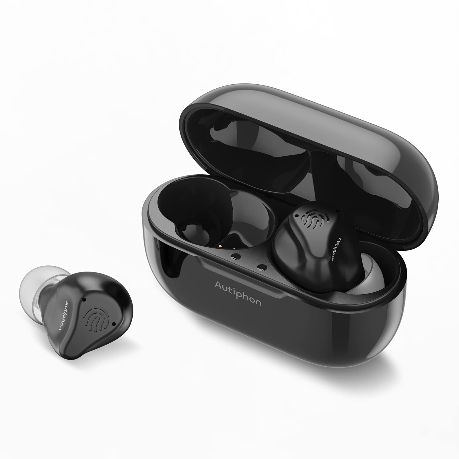 Premium 16-Channel Digital Hearing Aids for Seniors & Adults - Rechargeable Hearing Amplifiers with Dual Microphones & Tinnitus Masking Mode (AT216, Dark Black, Pair) - Ideal for Daily Use, Conversations & Outdoor Activities
