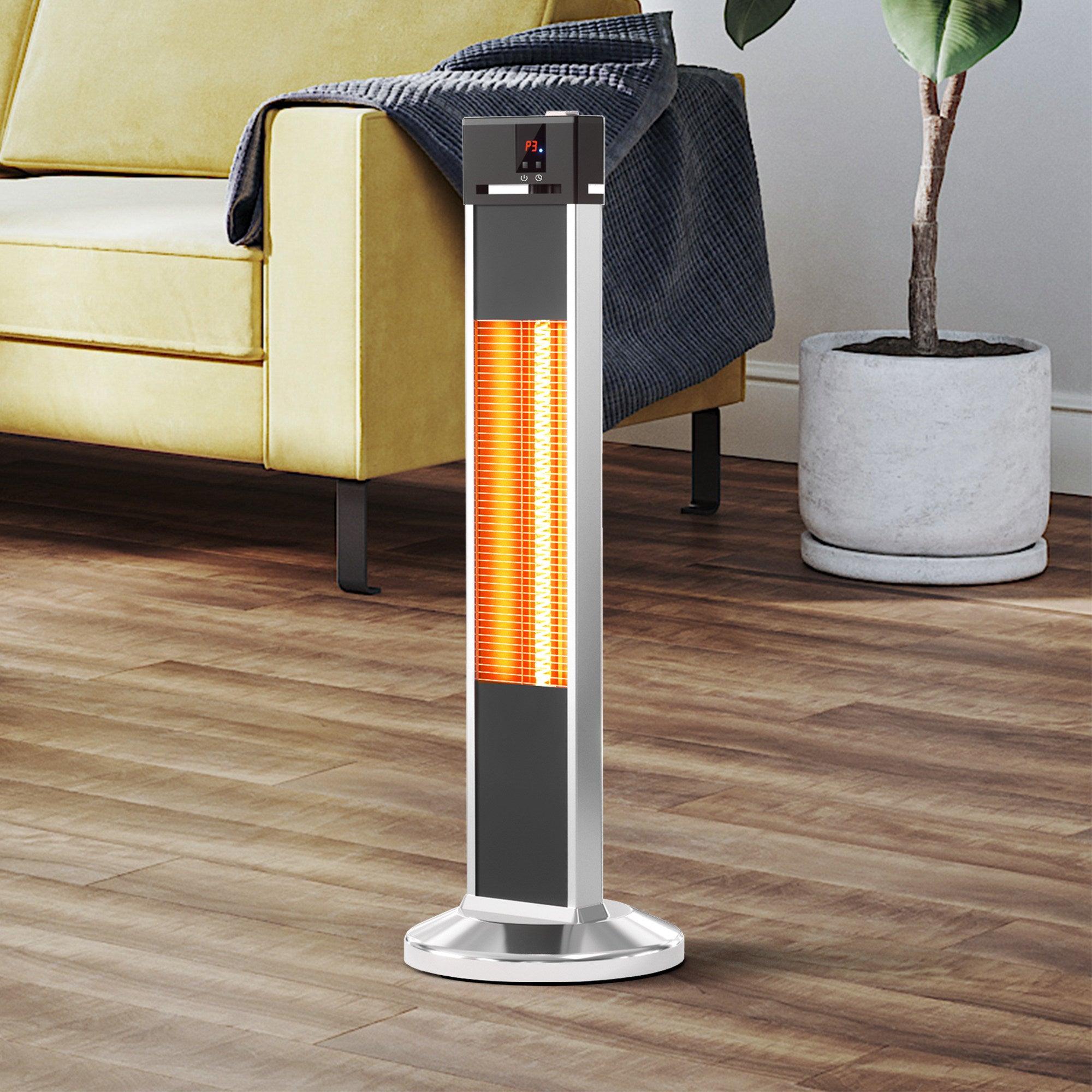 32H 1500W Portable Vertical Infrared Heater with Remote Control - Tip Over Protection & 24H Timer - Perfect for Bedroom, Office, and Indoor Heating
