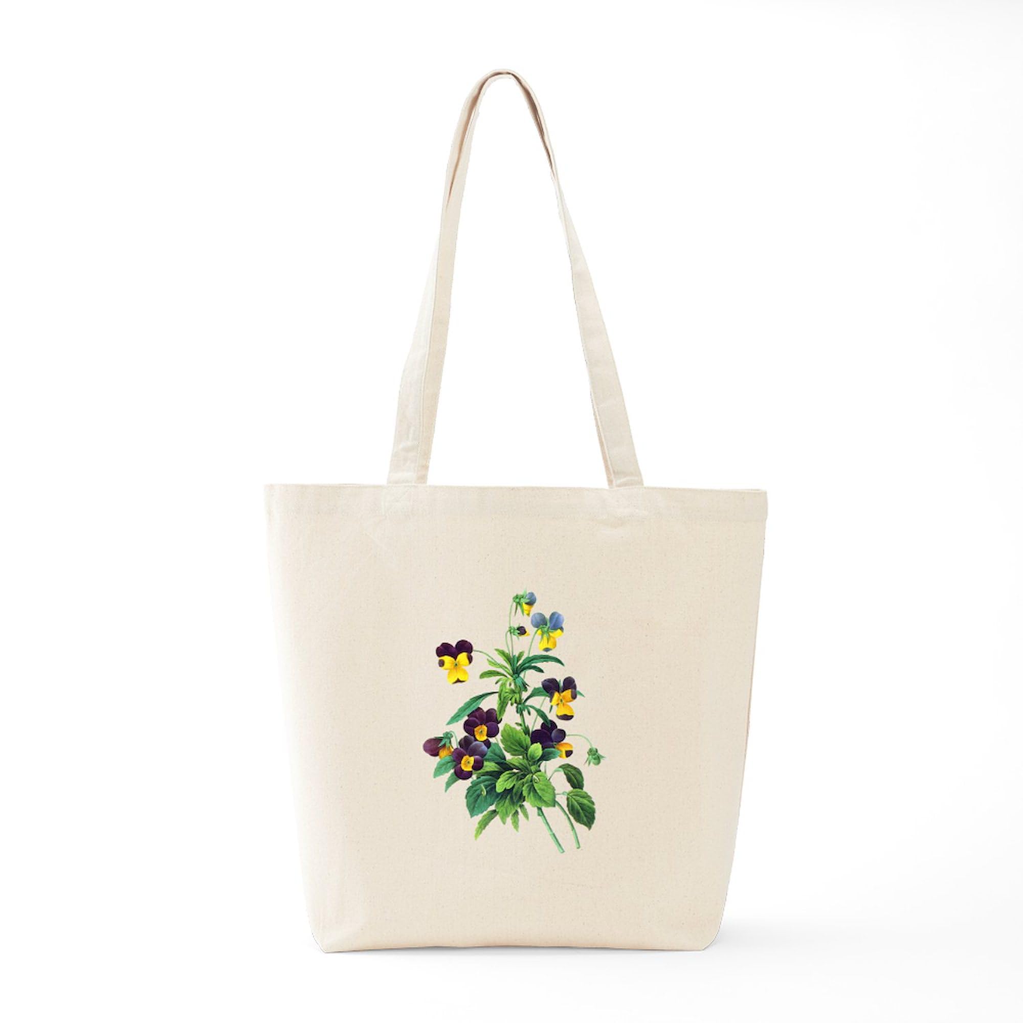 Pierre Joseph Redoute Botanical Tote Bag - Natural Canvas Reusable Shopping Bag with Floral Design for Groceries, Farmers Market & Eco-Friendly Lifestyle
