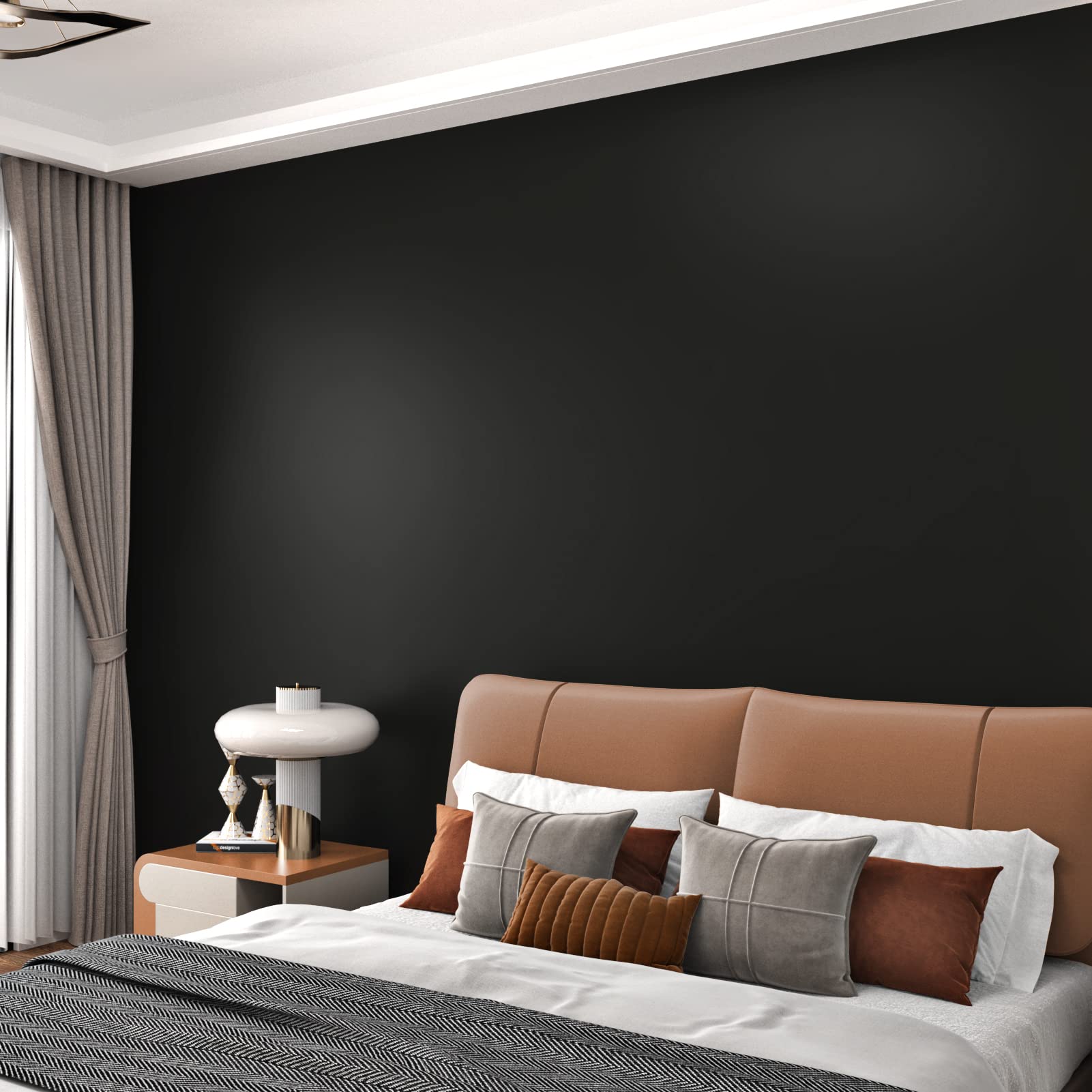 WESTICK Matte Black Peel and Stick Wallpaper - Waterproof Removable Contact Paper for Cabinets, Walls & Countertops - 15.75