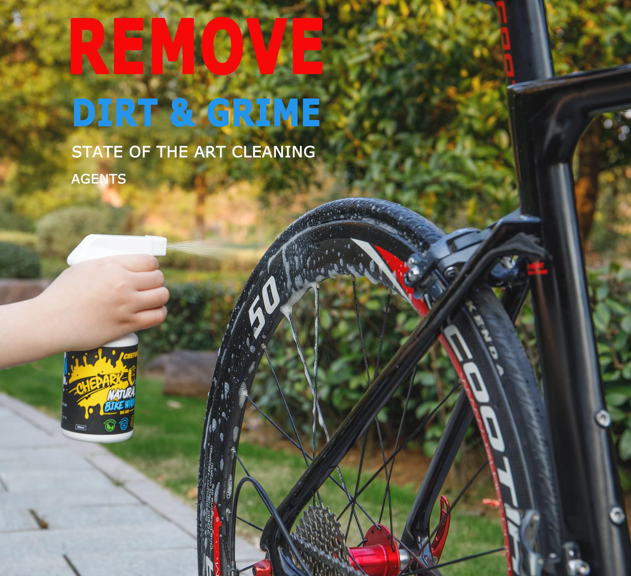 Nano Bike Cleaner with Easy Spray Applicator - Fast Acting Bike Wash for Oil, Grease & Dirt Removal - All Surface Safe (300ml) - Perfect for Mountain Bikes, Road Bikes & Motorcycles