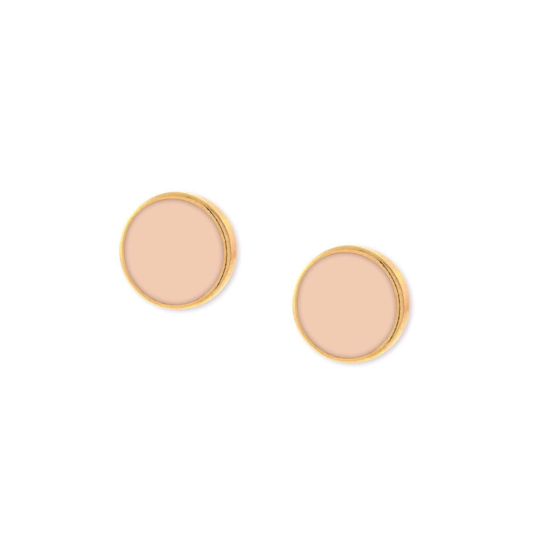 Vintage 1928 Large Round Peach Enamel Button Earrings for Women - Elegant Dangle Drop Earrings for Party, Wedding & Everyday Wear