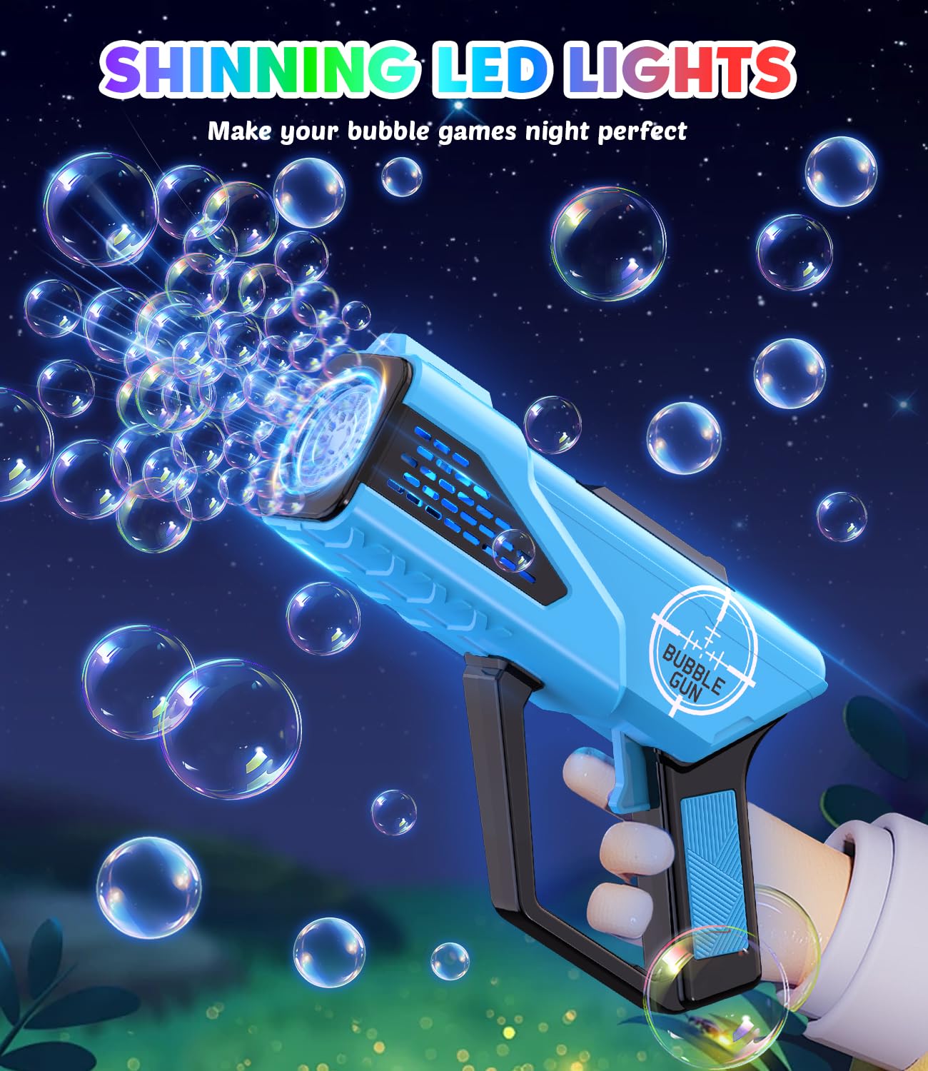 Rechargeable Bubble Blaster Gun for Kids - Automatic Bubble Machine Toy for Toddlers, Boys & Girls Ages 3+ | Outdoor Play, Birthday Party Favors, Easter Basket Stuffers | Fun Summer Backyard & Park Activities Gift