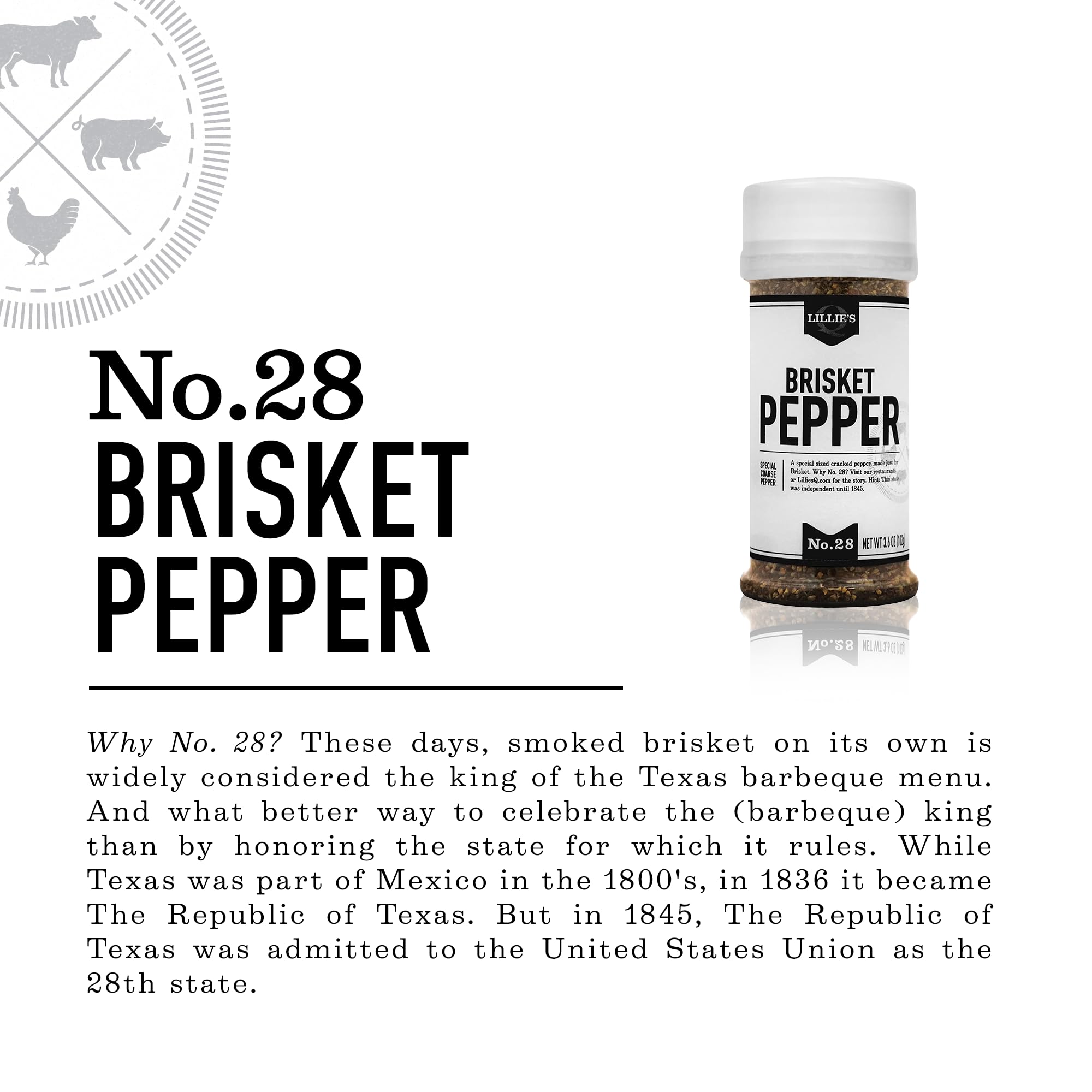 Lillie's Q Texas-Style Brisket BBQ Rub - Cracked Pepper Seasoning for Beef, Lamb & Brisket | Large Pepper Grind | Perfect for Grilling, Smoking & Outdoor Cooking (3.6 oz)