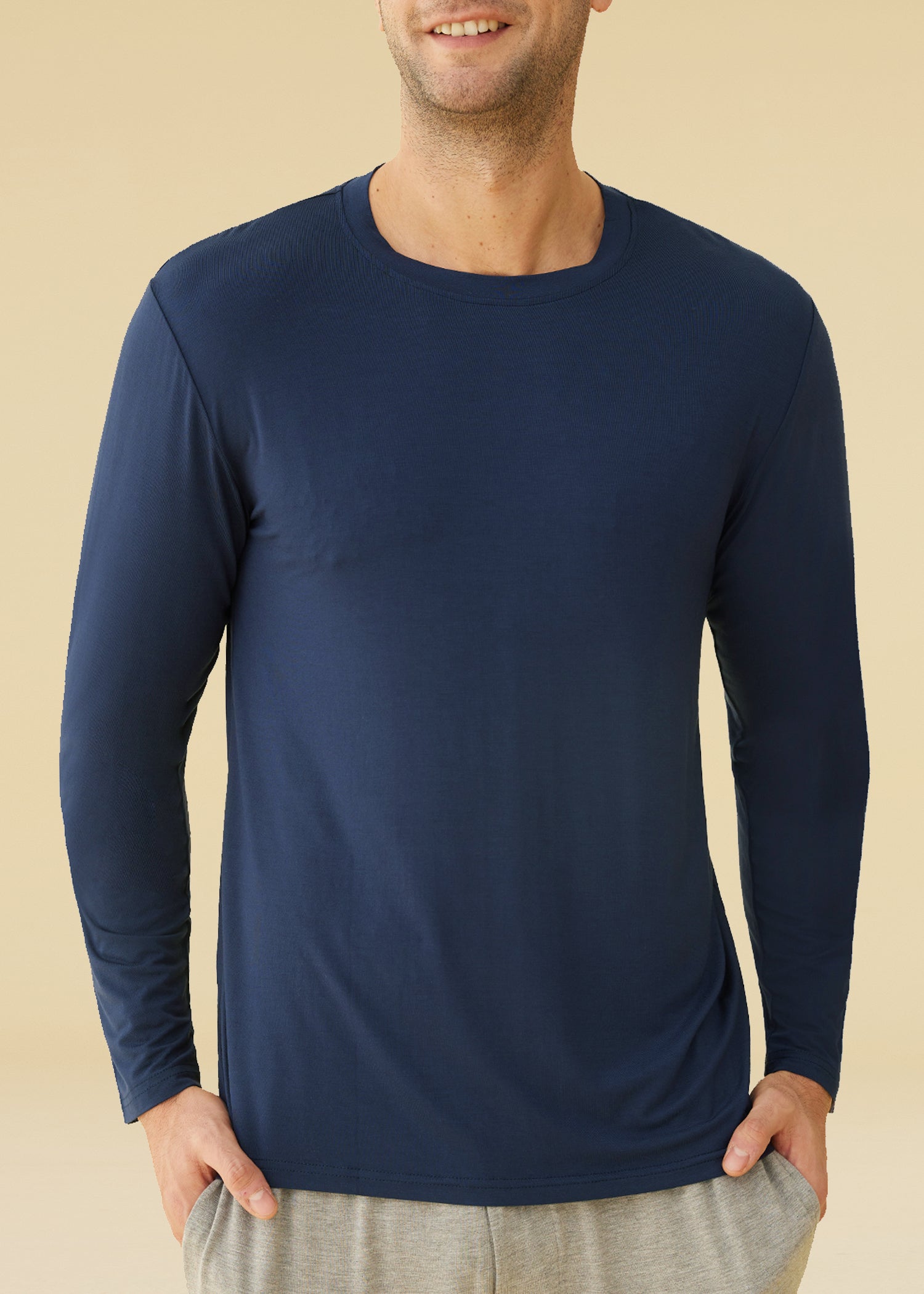 Latuza Men's Bamboo Viscose Pajama Top - Soft Long Sleeve Sleep Shirt for Comfortable Nightwear & Lounge Wear - Perfect for Bedtime, Relaxing at Home, and Travel