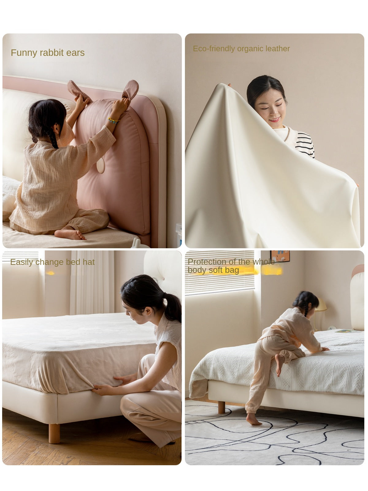 Organic Soft Leather Kids Rabbit Bed - Cozy & Safe for Baby's Nursery, Toddler Room, or Playtime Comfort