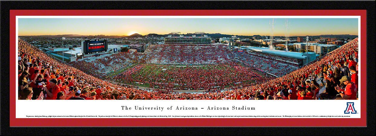 Arizona Football Stripe Poster - Blakeway Panoramas College Sports Wall Art - Perfect for Dorm Room, Game Room & Fan Cave Decor