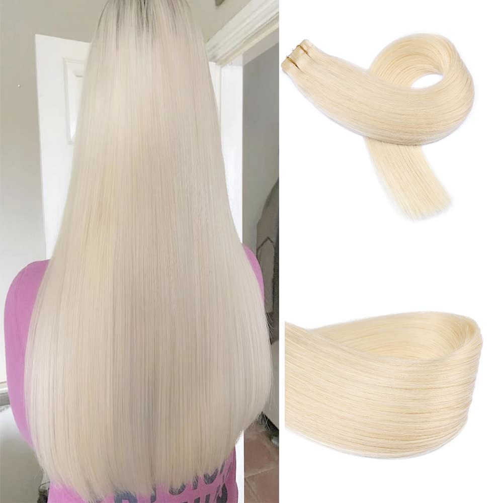 18 Inch 40g 20pcs Brazilian Human Hair Extensions - Remy Hair, Silky Straight, Natural Weft Tape in Blonde | Perfect for Daily Wear, Parties & Special Occasions