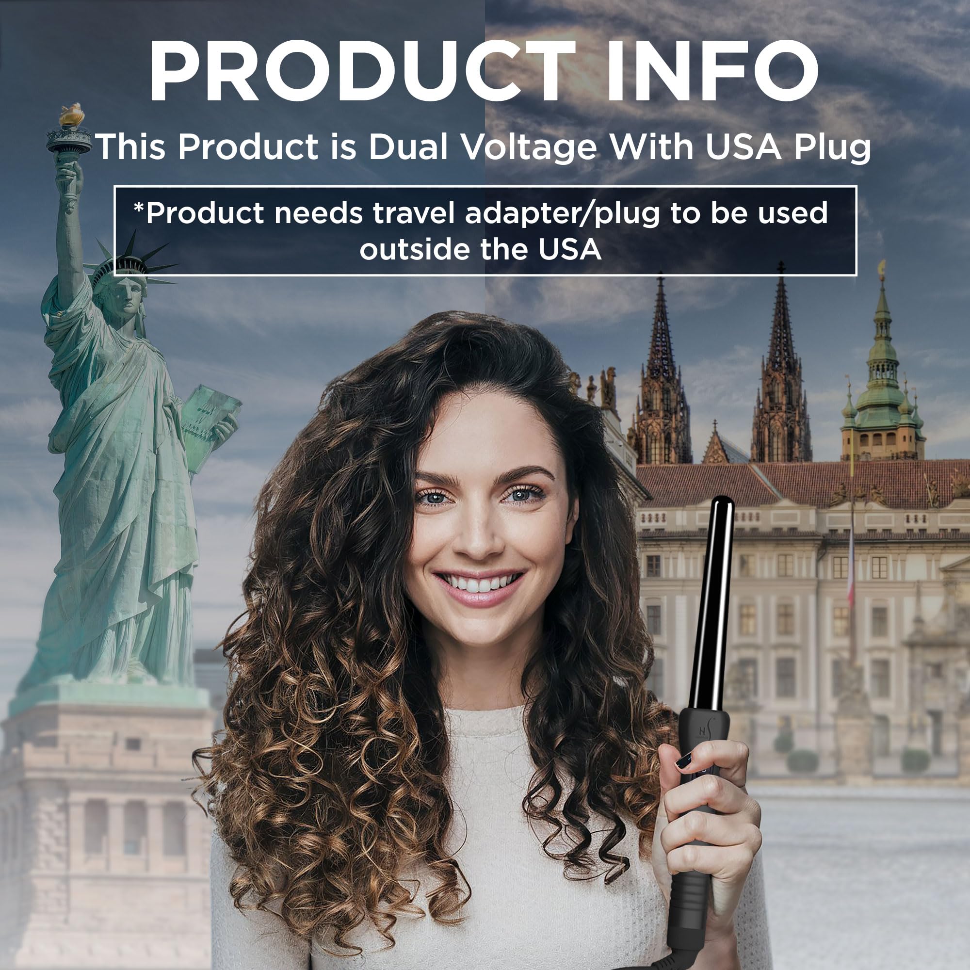 HERSTYLER Grande Professional 25mm Black Curling Iron - Salon Quality Hair Styler for Long Lasting Waves & Curls, Perfect for Home & Professional Use