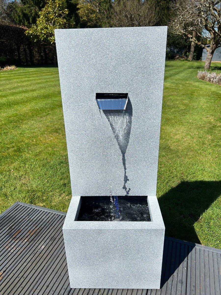 Large Solar-Powered Wall Blade Shower Water Feature with LED Lights - 36.5x27x96cm Outdoor Garden Fountain for Patio, Yard, and Poolside Decor