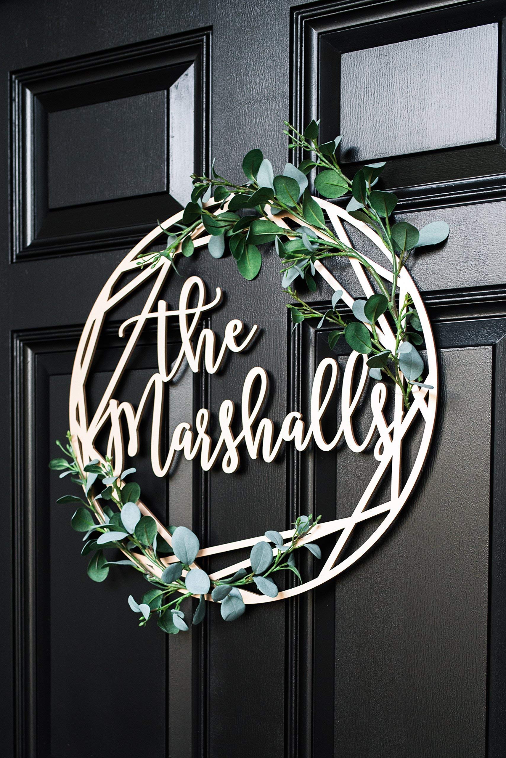 Custom Painted Last Name Door Sign - Personalized Family Name Decoration for Front Door - Rustic Home Decor for Housewarming, Wedding Gift & Farmhouse Style Entryway