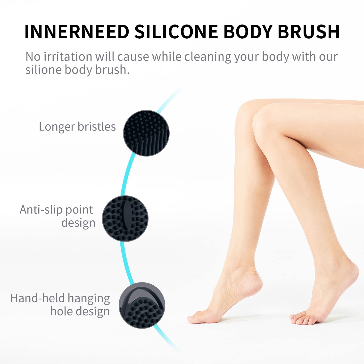 Exfoliating Silicone Body Scrubber & Loofah - Shower Brush for Deep Cleansing - Men & Women Skin Care - Perfect Gift for Dad - Ideal for Daily Shower, Spa & Exfoliation Routine