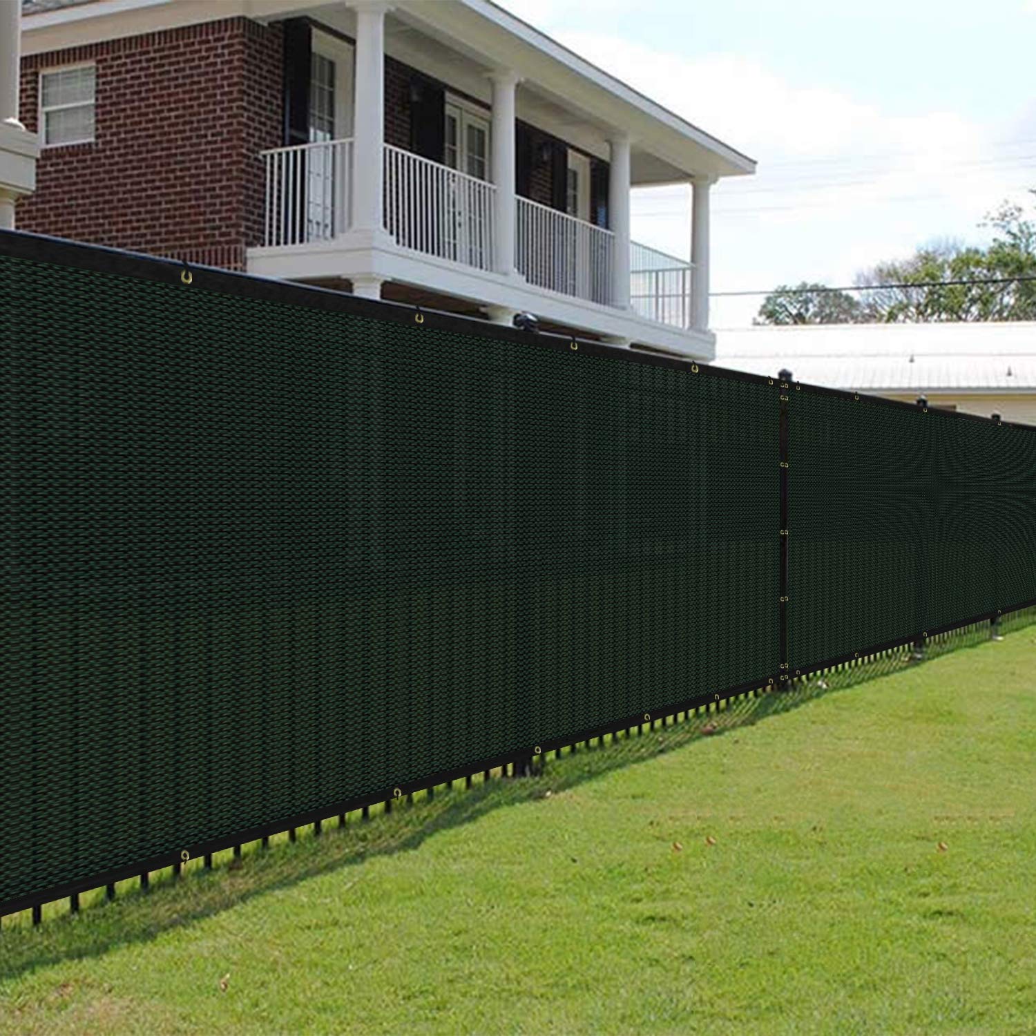 E&K Sunrise 12' x 116' Green Privacy Fence Screen - 180 GSM Heavy Duty Outdoor Shade Mesh for Backyard, Patio & Commercial Use - UV Resistant Windscreen with 3 Year Warranty (Custom Size Available) - Perfect for Pool Enclosures, Garden Privacy & Construction Site Barriers