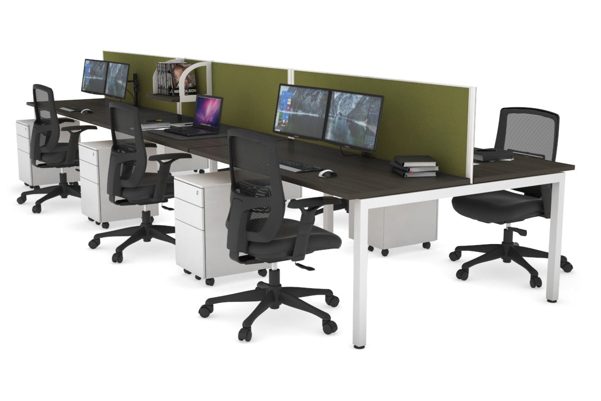 Quadro Square Legs 6-Person Office Workstation Desk [1600L x 700W] - Perfect for Team Collaboration & Open Office Spaces
