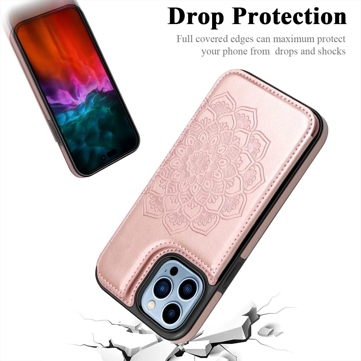 iPhone 14 Pro Max Case - Shockproof Protective Cover with Rose Gold Finish | Perfect for Everyday Use, Travel & Outdoor Activities