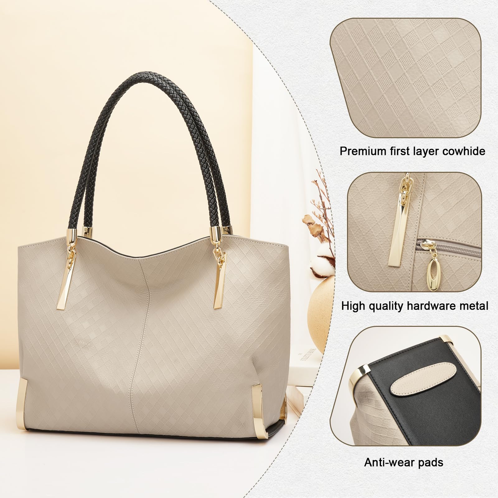 FOXLOVER Large Capacity Tote Bag for Women - Fashionable Top Handle Shoulder Purse with Minimalist Design | Perfect for Work, Travel & Everyday Use