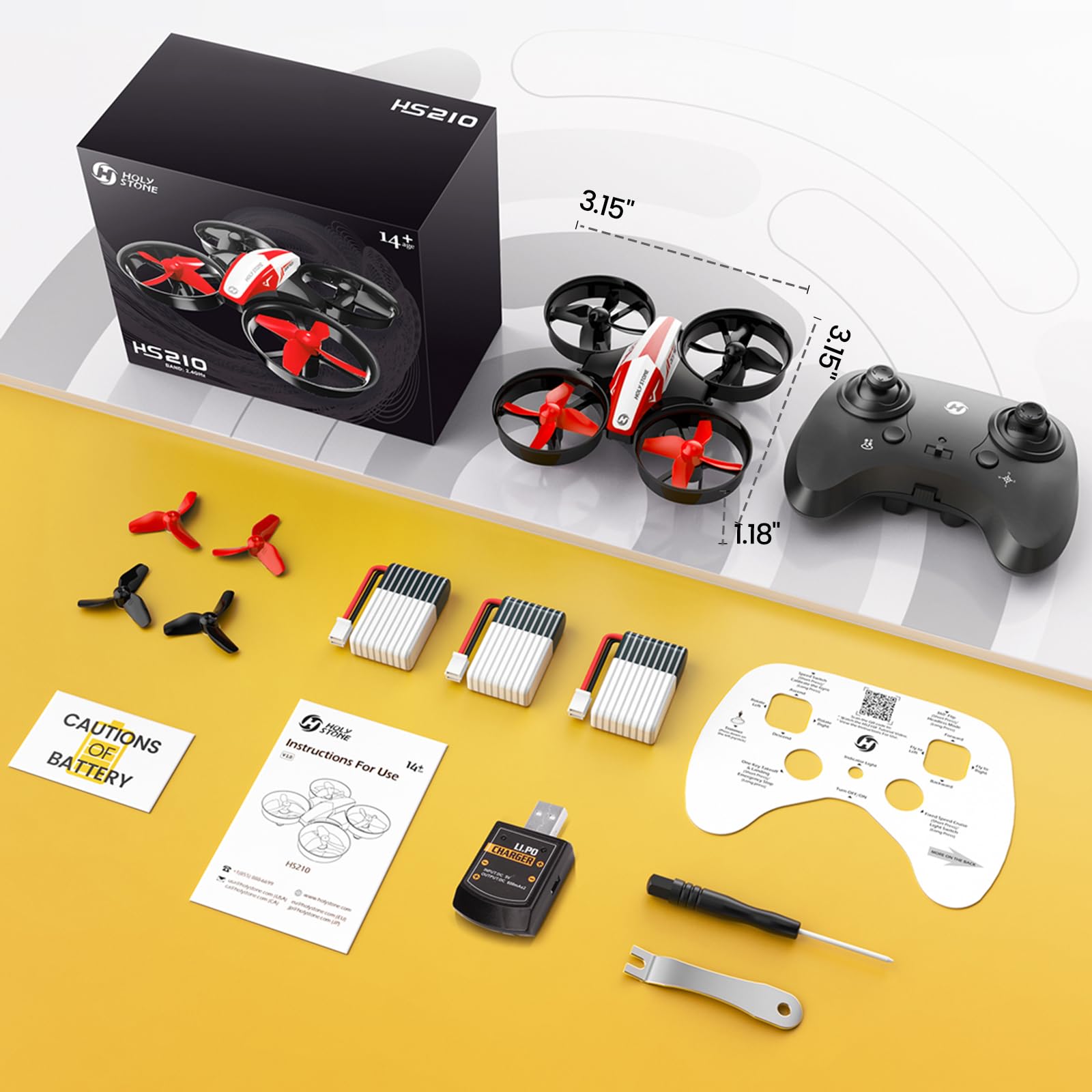 Holy Stone HS210 Mini Drone - Best RC Quadcopter for Kids & Beginners with Auto Hover, 3D Flip, Headless Mode & Extra Batteries | Fun Outdoor Toy for Boys & Girls, Birthday Gifts, STEM Learning Drone for Kids
