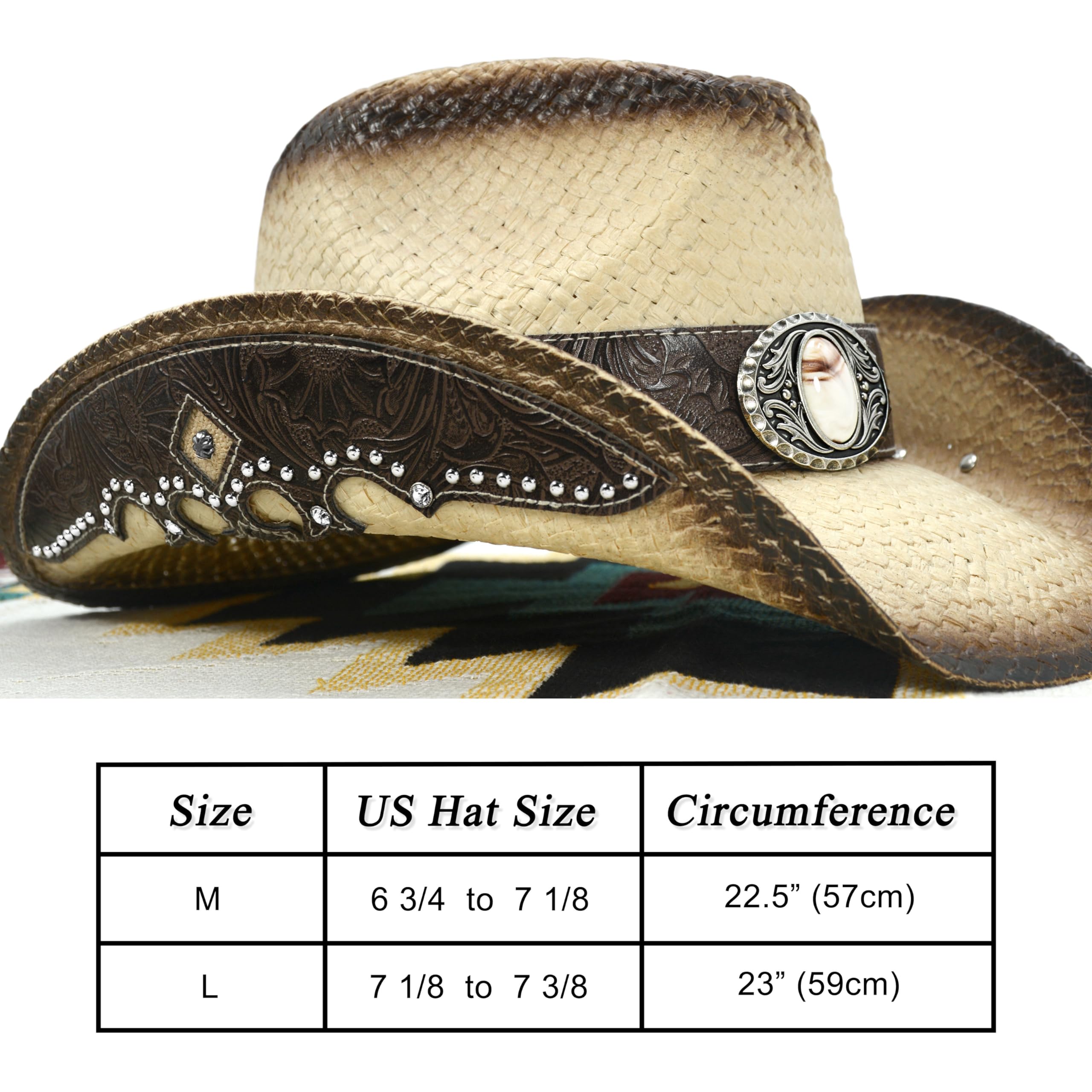Stylish Embroidered Straw Cowboy Hats for Women & Men - Western Rodeo Hat for Cowboys, Cowgirls - Perfect for Country Music Festivals, Rodeos & Outdoor Adventures