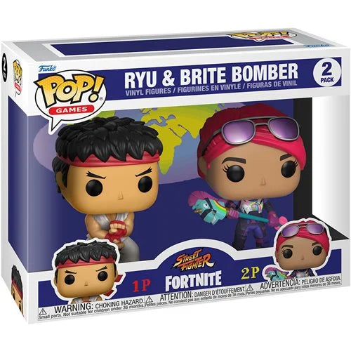 Fortnite x Street Fighter Ryu & Brite Bomber Pop! Vinyl Figures 2-Pack - Exclusive Collectible Set for Gaming Fans & Pop Culture Enthusiasts