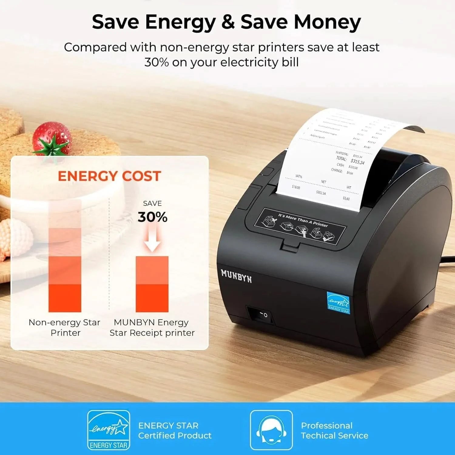 MUNBYN P047 WiFi Thermal Receipt Printer for Retail, Restaurant & POS - Fast Wireless Printing for Small Business & Home Use