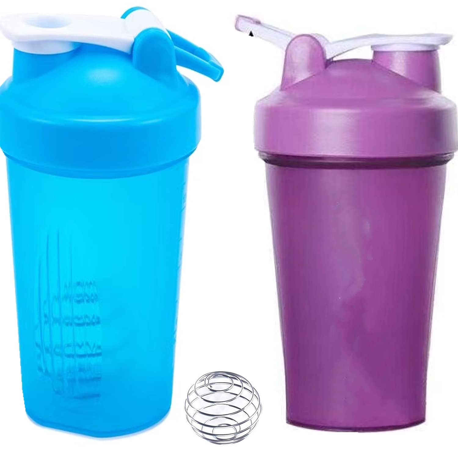 Premium 28 oz BPA-Free Protein Shaker Bottle with Stainless Steel Whisk Ball - Leakproof Blender Cup for Protein Powder & Juice Mixing - 2 Pack (Blue & Purple) - Ideal for Gym, Workouts & Sports Nutrition