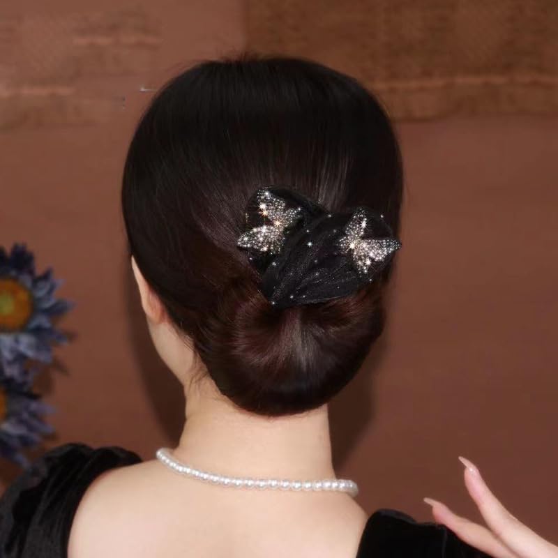 Hand Embroidered Floral Bun Maker Set - 6 Piece Hair Donut for Long Hair, Updos & Ballet Buns - Perfect for Dance, Yoga, Weddings & Everyday Elegant Styles