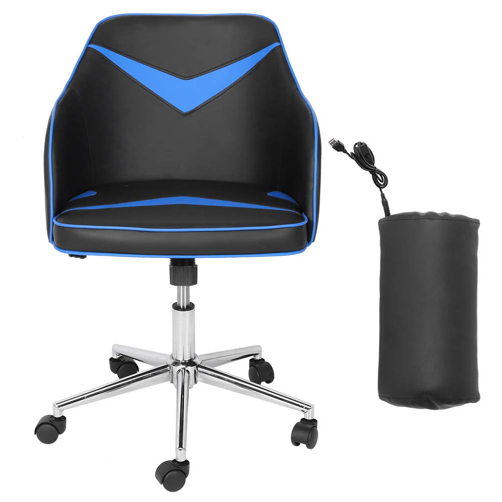 Ergonomic Adjustable Office Chair - 360° Swivel PU Leather Computer Desk Chair with Lumbar Support & USB Massage Pillow, Height Adjustable Task Chair for Home Office, Gaming & Workstation Use