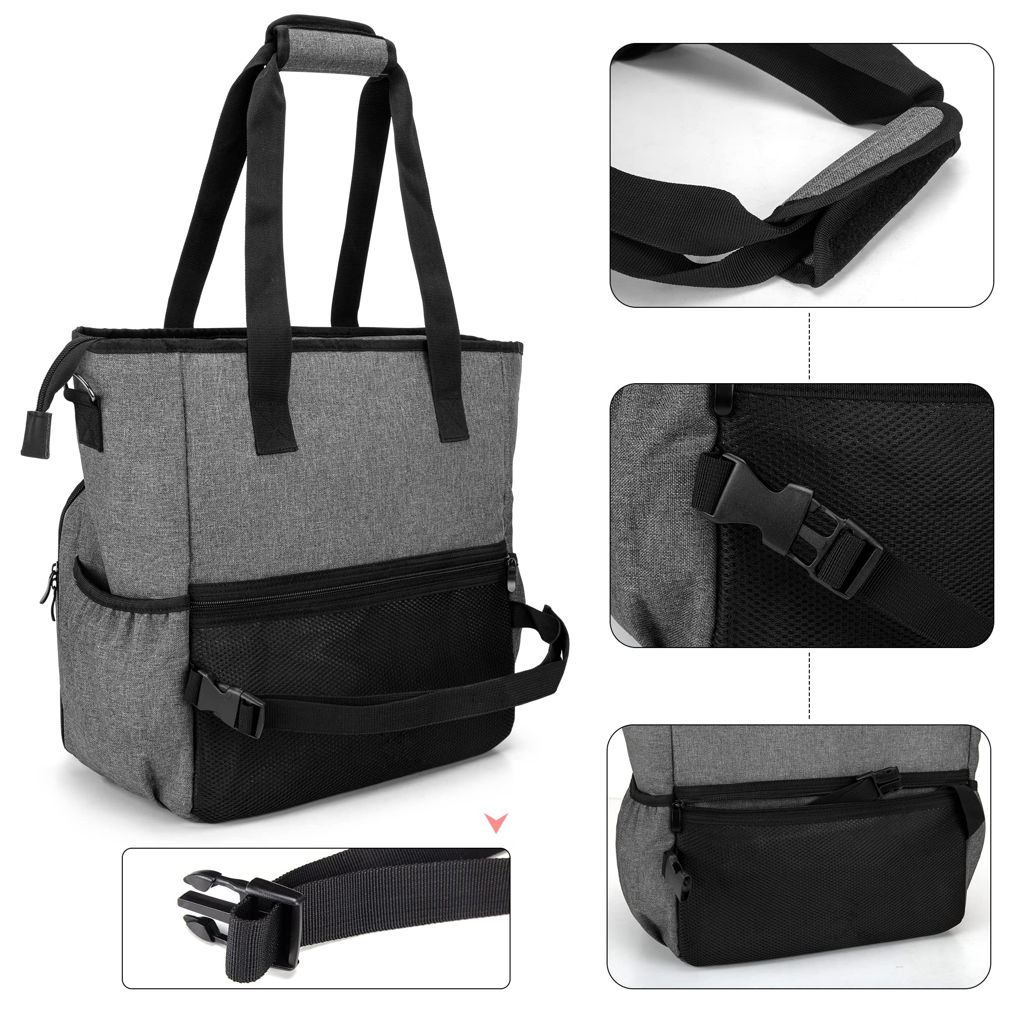 BAFASO Car Front Seat Organizer with Laptop Sleeve & Adjustable Shoulder Strap - Gray Auto Storage Organizer for Office Commute, Road Trips & Travel Accessories