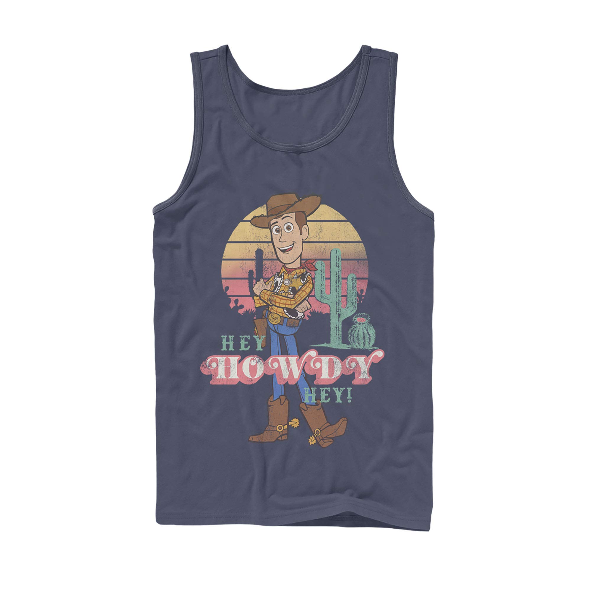 Men's Toy Story Hey Howdy Woody Graphic Tank Top - Casual Summer Tee for Disney Fans & Movie Lovers