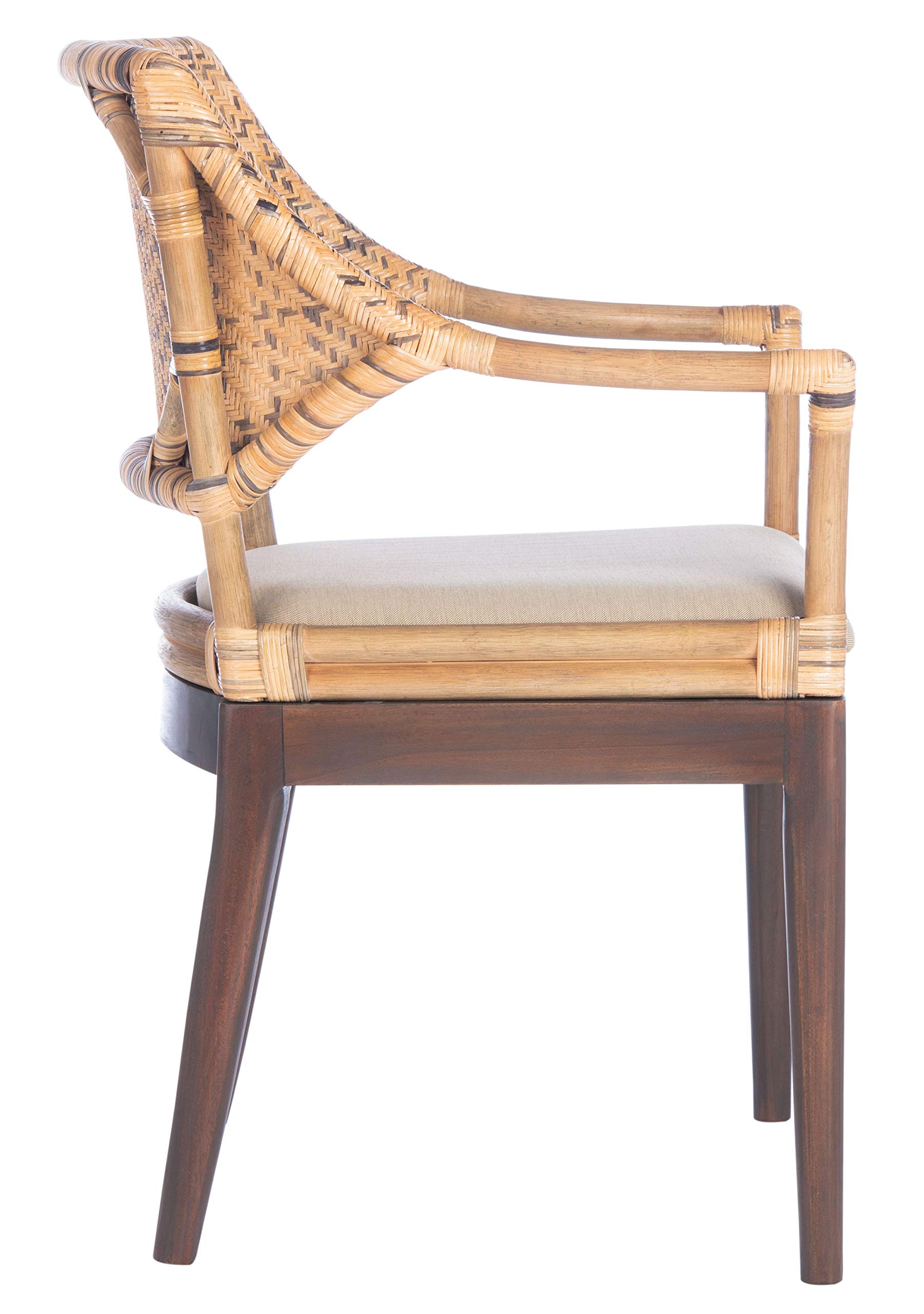 SAFAVIEH Home Collection Carlo Arm Chair - Honey Upholstered Living Room Accent Chair for Reading, Relaxing & Home Decor