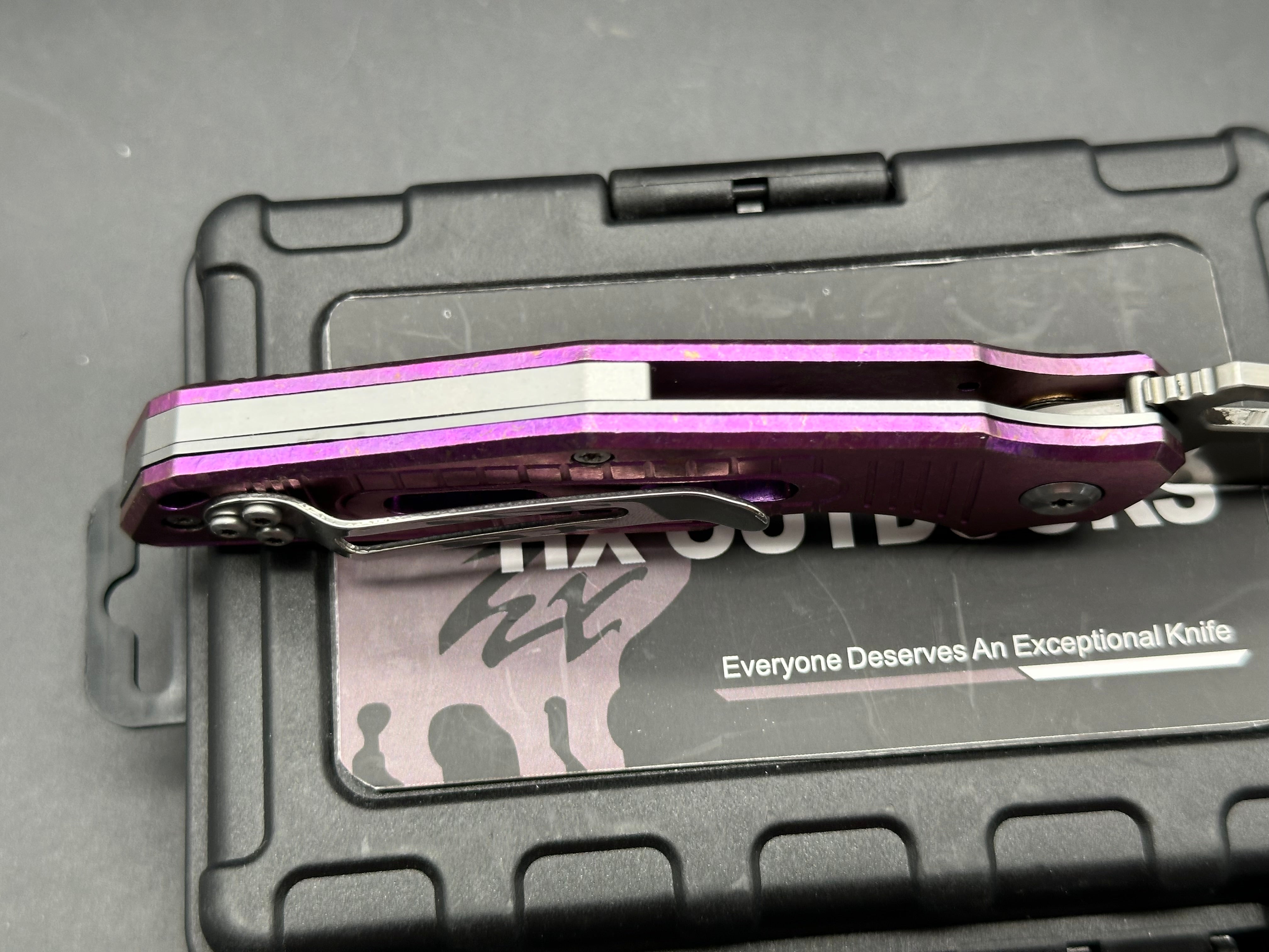HX Outdoors TD15 T Purple Titanium Handle Folding Knife with D2 Steel Blade - Perfect for Camping, Hiking, Survival & Everyday Carry (EDC)