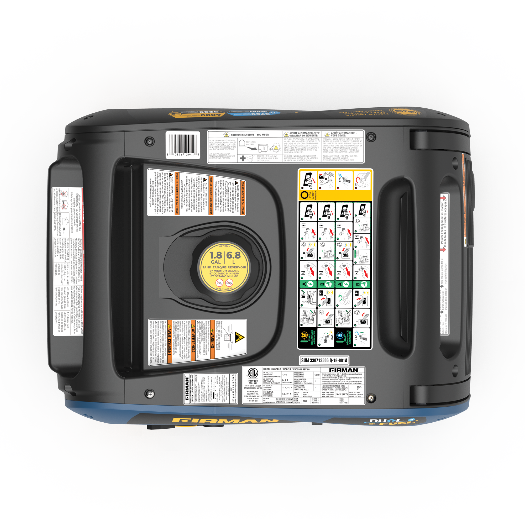 4000W Dual Fuel Inverter Generator with Electric Start & CO Alert - Portable Power for Camping, RV Trips & Emergency Backup