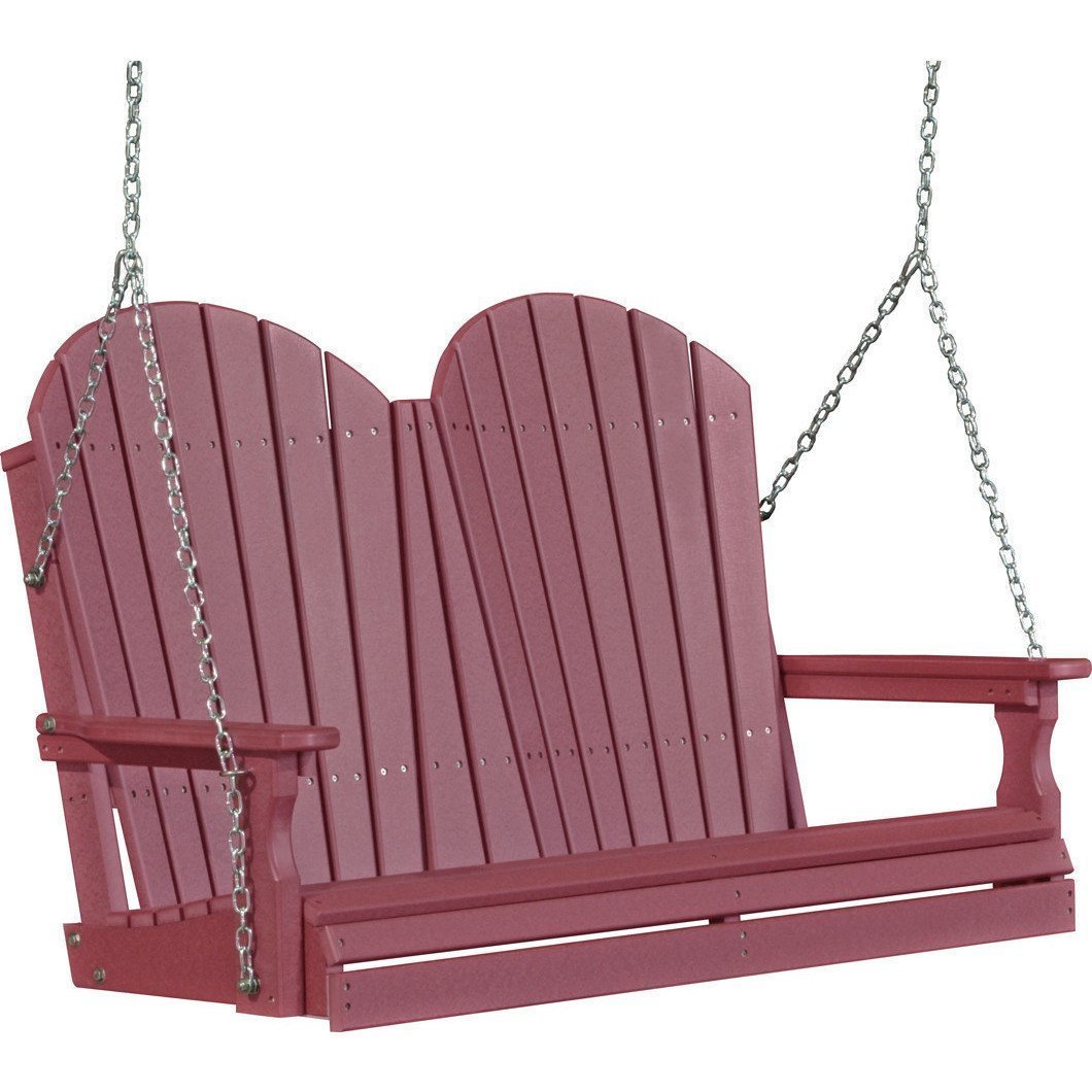Premium Cherry Wood Adirondack 4ft Porch Swing with Recycled Plastic - Outdoor Patio Furniture for Garden, Backyard & Deck Relaxation