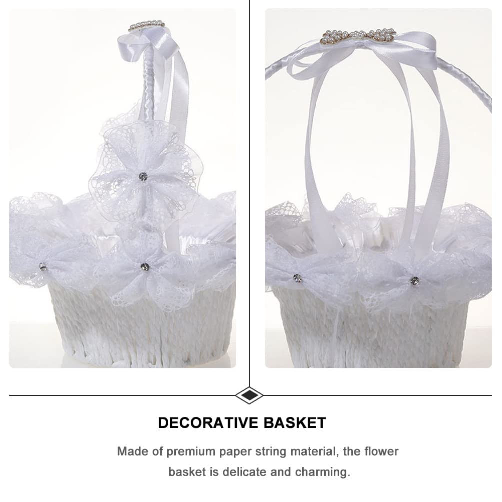 Elegant Flower Girl Basket - Delicate Wedding Flower Holder for Bridesmaids, Flower Girls | Portable Handheld Basket for Wedding Decorations, Ceremony & Reception | Perfect for Outdoor Weddings, Photo Shoots & Special Events