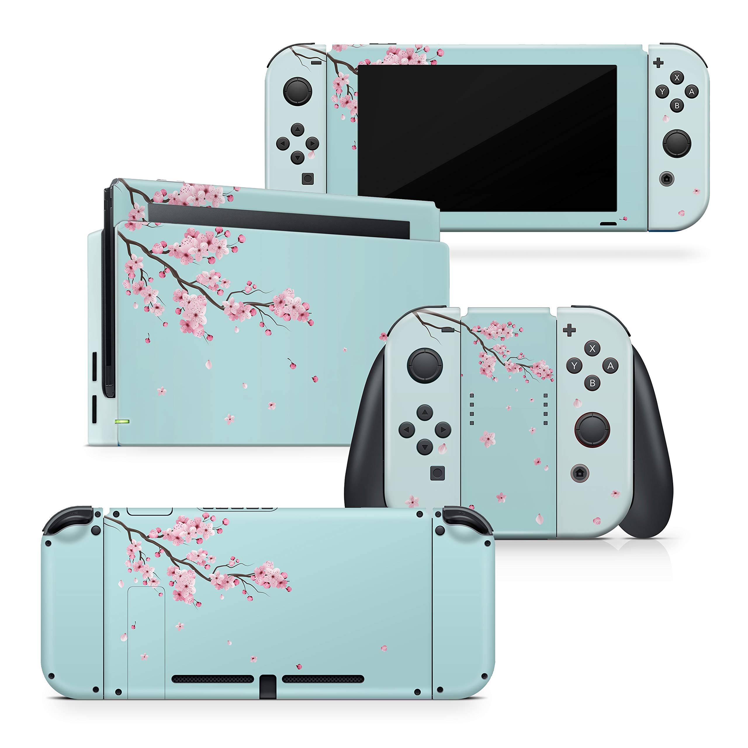 Premium Sakura Blue Vinyl Skin Wrap for Nintendo Switch - Full Body 3M Decal with Blossom Flower Design | Protective Cover for Gaming Console | Perfect for Travel, Home Entertainment & Gift Giving