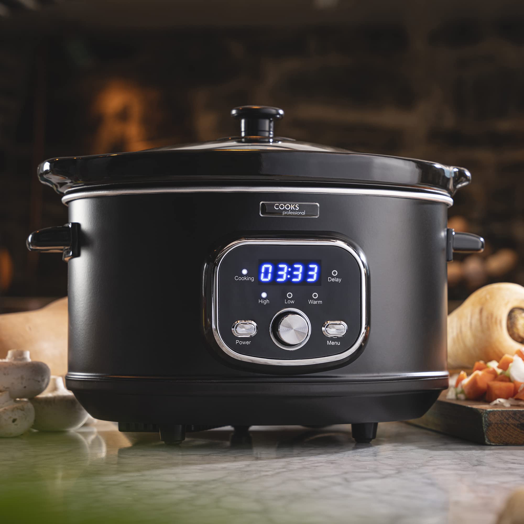 Professional Digital Slow Cooker with Glass Lid - 3.5L Capacity, 2 Heat Settings, Timer Delay & Keep Warm Function - Perfect for Large Family Meals, Meal Prep & Busy Weeknights