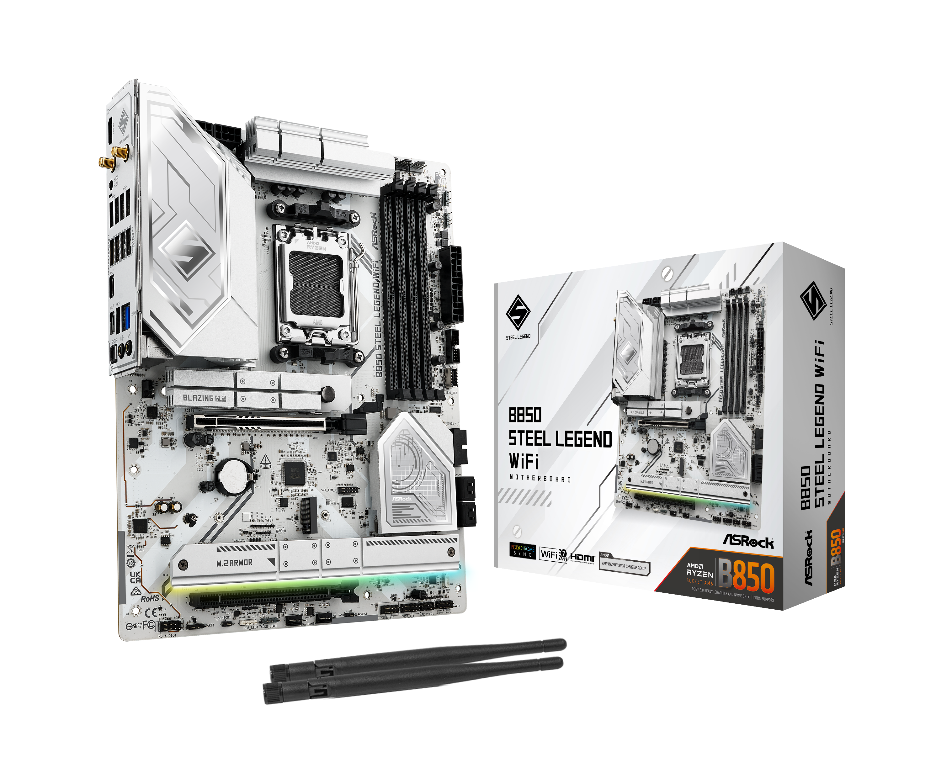 ASRock B850 Steel Legend WiFi AM5 DDR5 ATX Motherboard - High Performance Gaming & Workstation PC Build for Streaming, Content Creation & 4K Gaming
