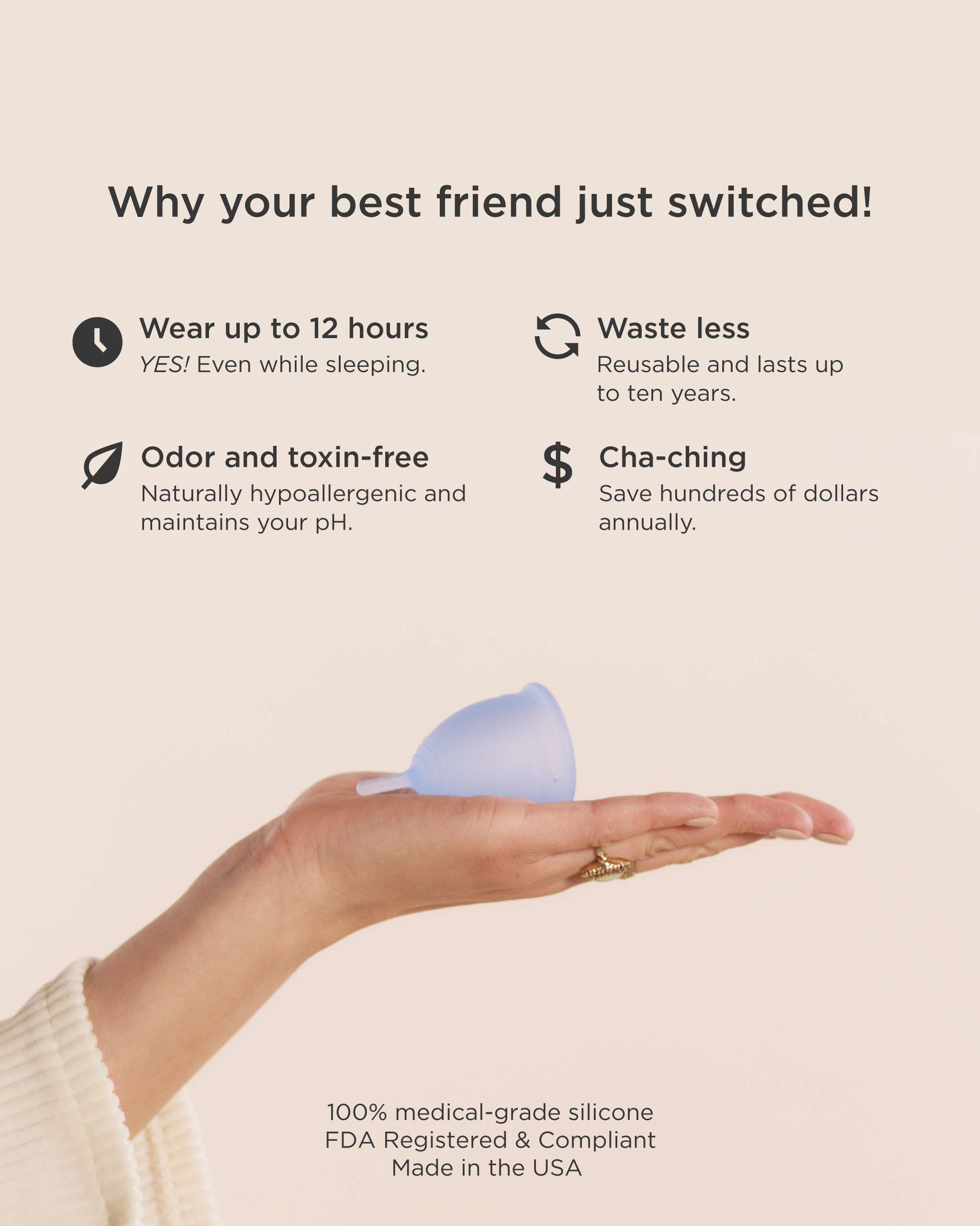 Saalt Duo Menstrual Cup Set - Reusable & Eco-Friendly Period Cups for Women - Comfortable & Leak-Proof Design for Active Lifestyles (Work, Gym, Travel)