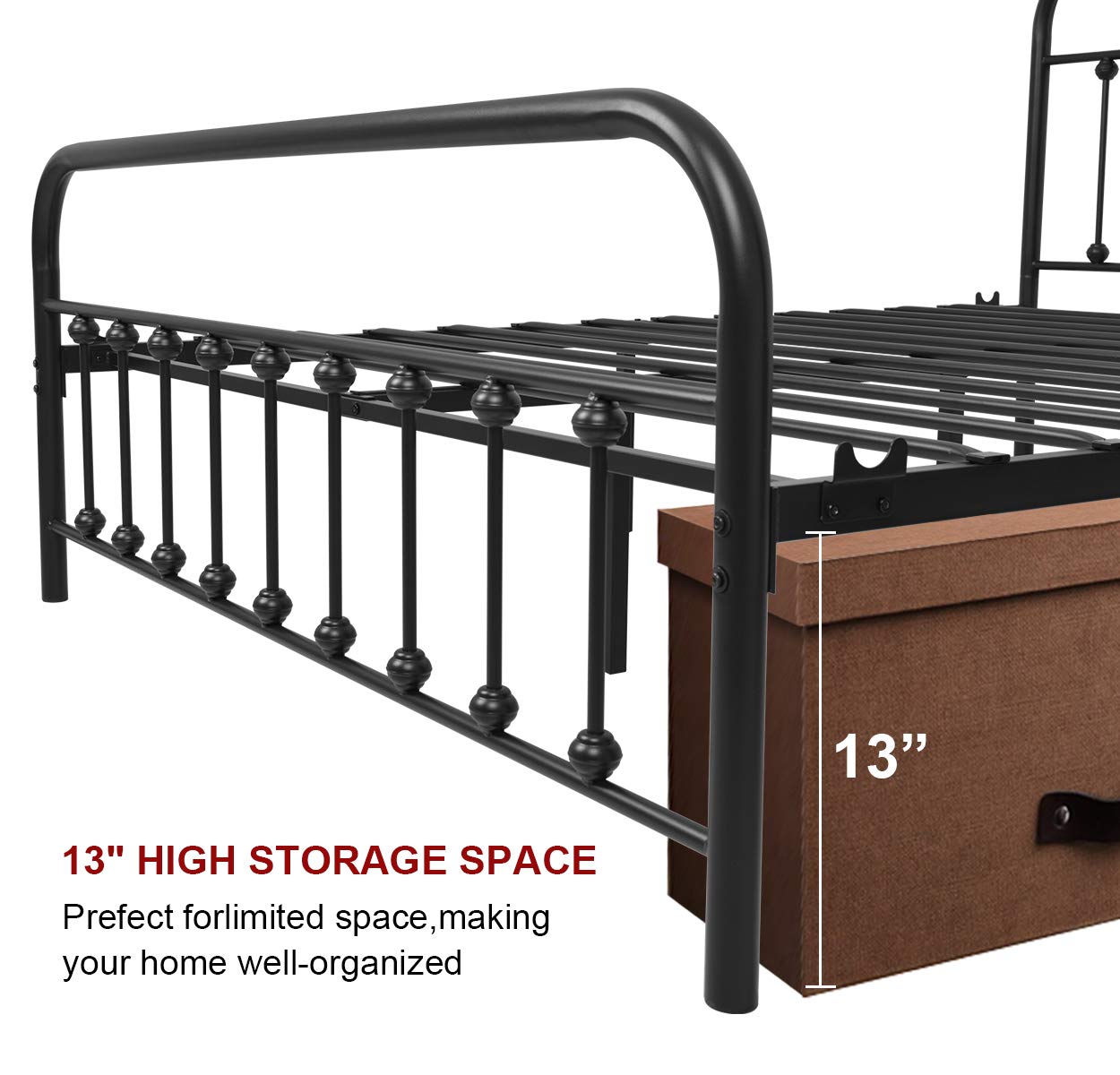 Neebirgelia Black Metal Bed Frame Queen Size with Headboard & Footboard - Sturdy Platform Mattress Base, Metal Tube & Iron-Art Design - Perfect for Modern Bedrooms, Guest Rooms & Dormitories (Queen, Black)
