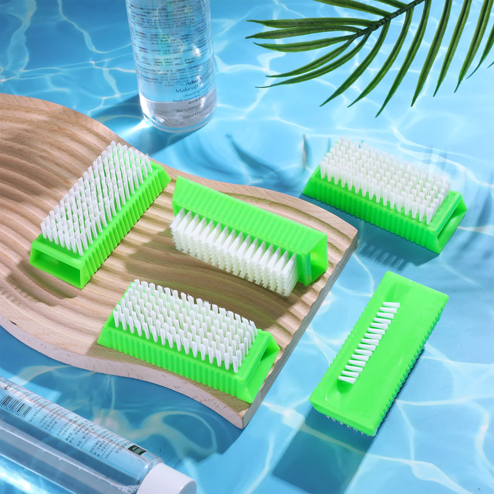 Boao 5-Pack Soft Nail Cleaning Brushes - Reusable Hand Scrub Brushes for Men, Women & Kids - Gentle Plastic Fingernail Brush for Daily Hygiene & Manicures (Green) - Perfect for Home, Salon & Travel Use