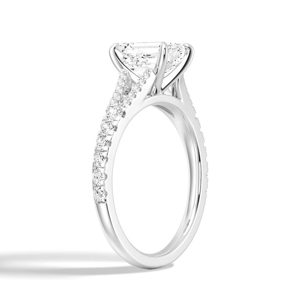 Emerald Cut Split Shank Moissanite Engagement Ring for Women - 1.5 Carat D Color VVS1 Clarity Wedding Band - Perfect Proposal Gift for Fiancee, Anniversary & Valentine's Day