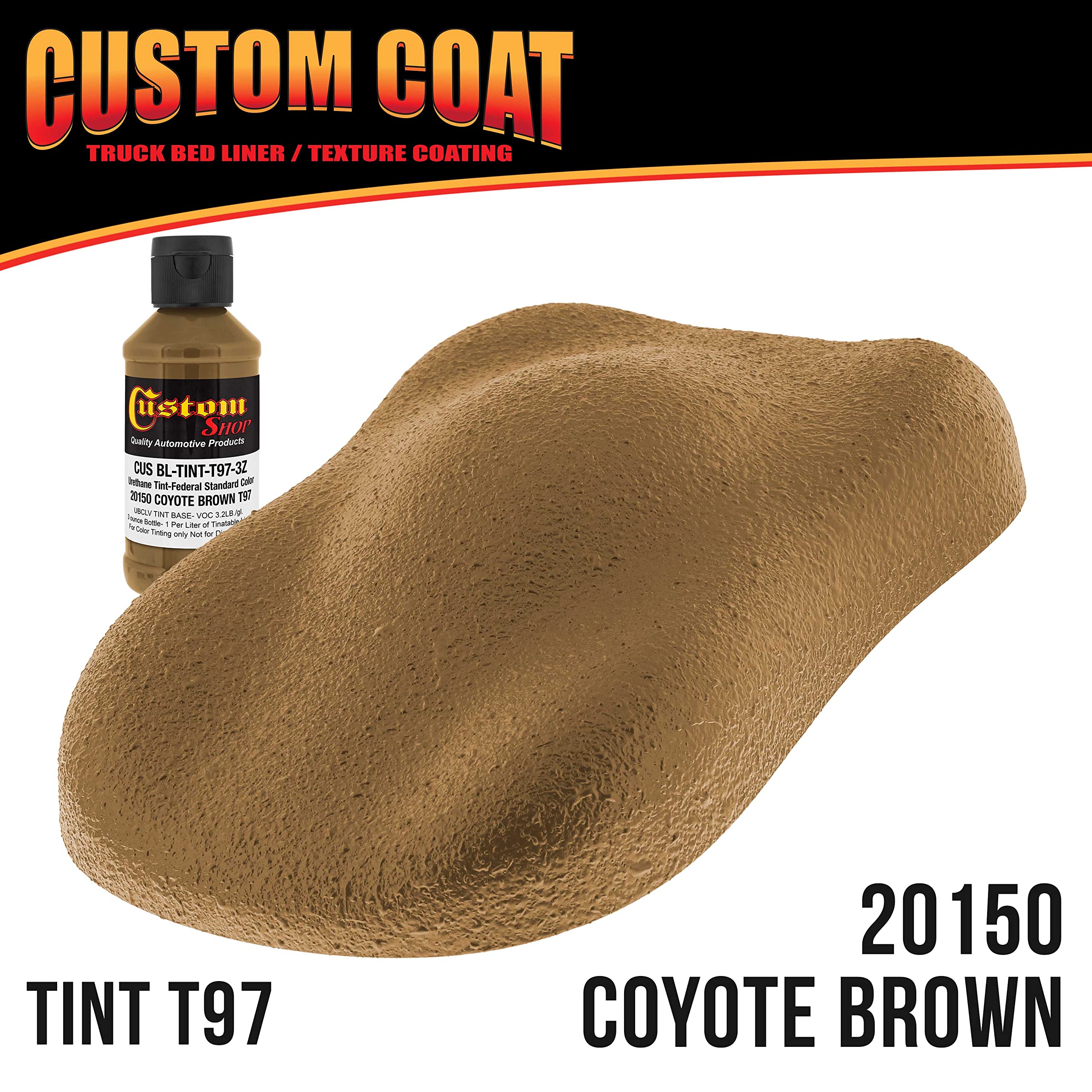 Federal Standard Color #25010 Coyote Brown T97 Urethane Truck Bed Liner Kit - 1 Gallon Roll-On, Brush-On or Spray-On Protective Coating with Roller Applicator | Durable Textured Finish for Pickup Trucks, Trailers & Automotive Protection
