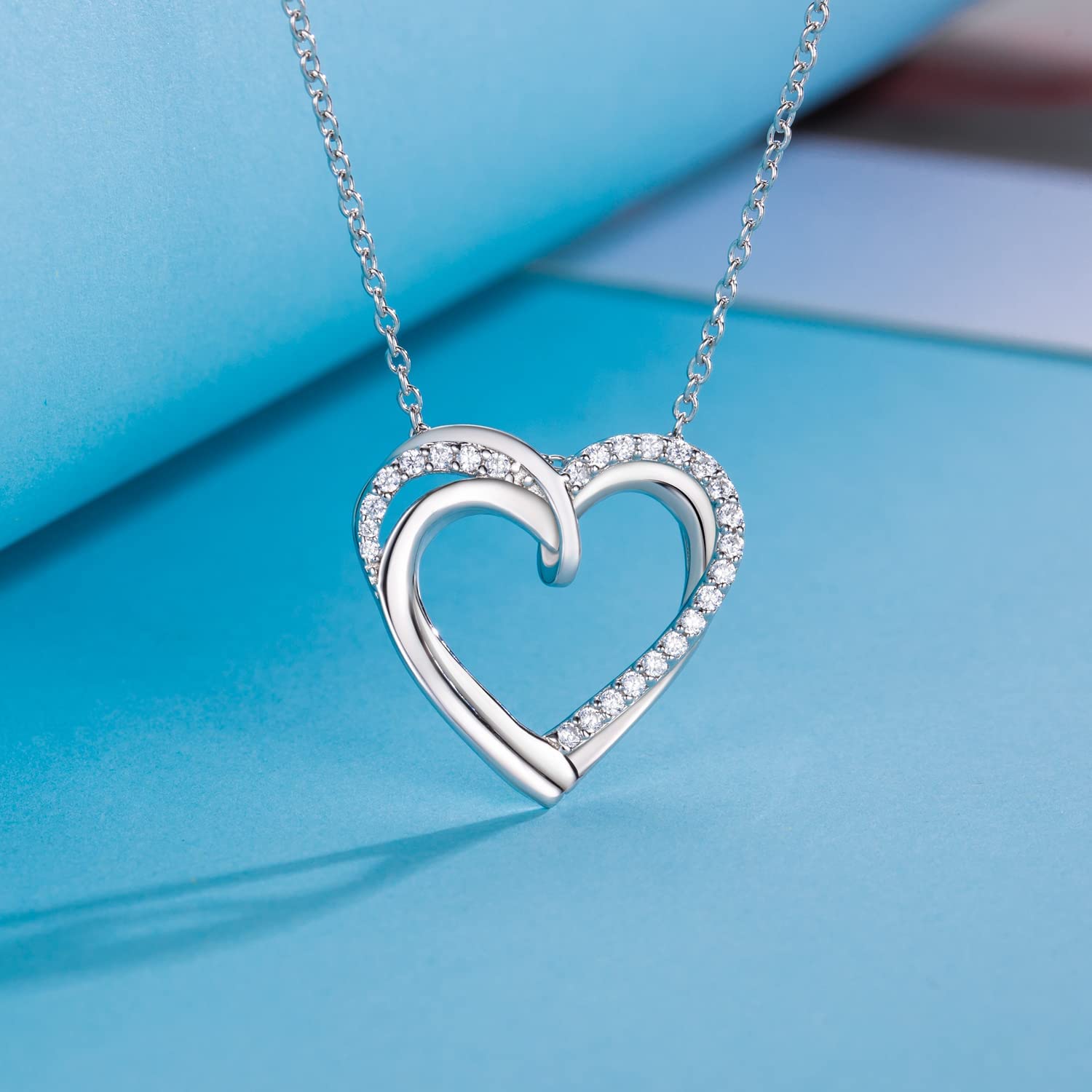 Mom Necklace - Sterling Silver Heart Pendant Birthday Gift for Mom from Daughter or Son | Christmas Present for Women | Perfect for Mother's Day, Anniversaries & Special Occasions